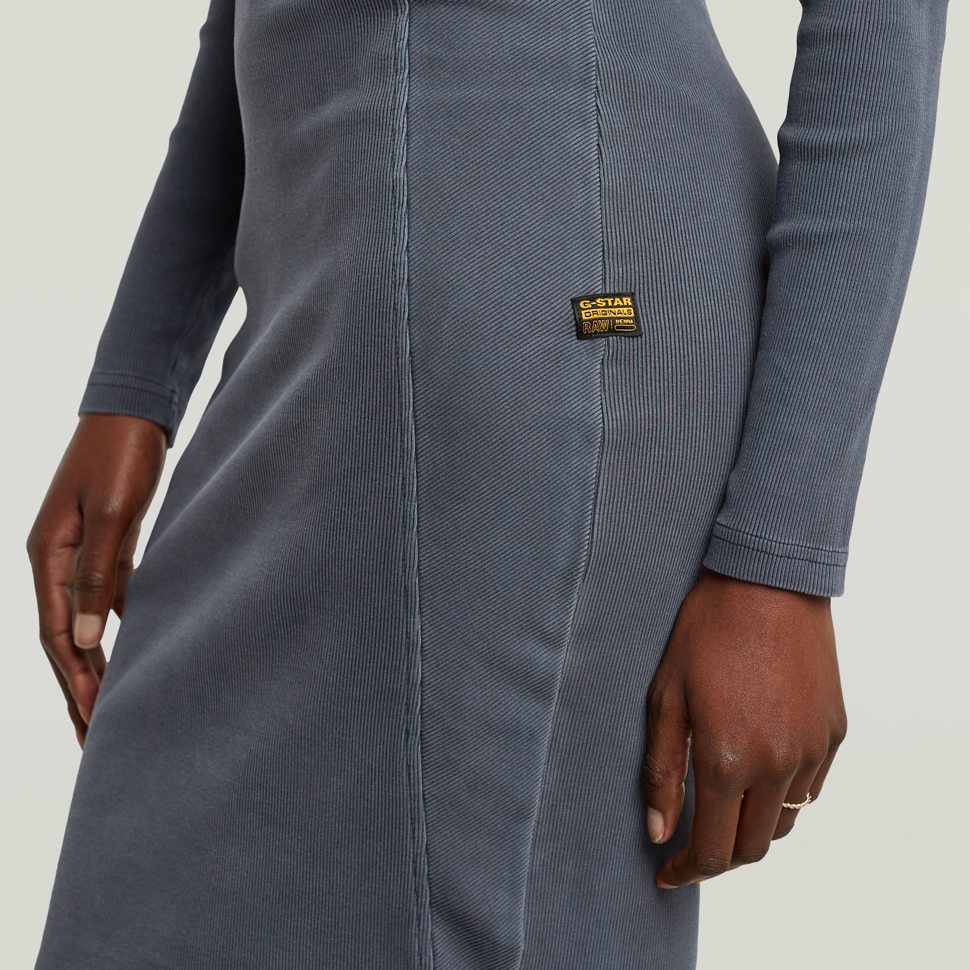 G-Star RAW Washed Slim Rib Jurk Donkerblauw Dames
