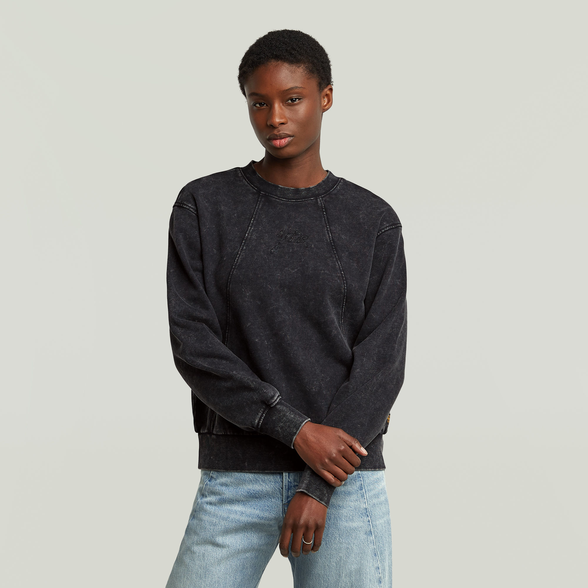 G-Star RAW Washed A Line Script Sweater Zwart Dames