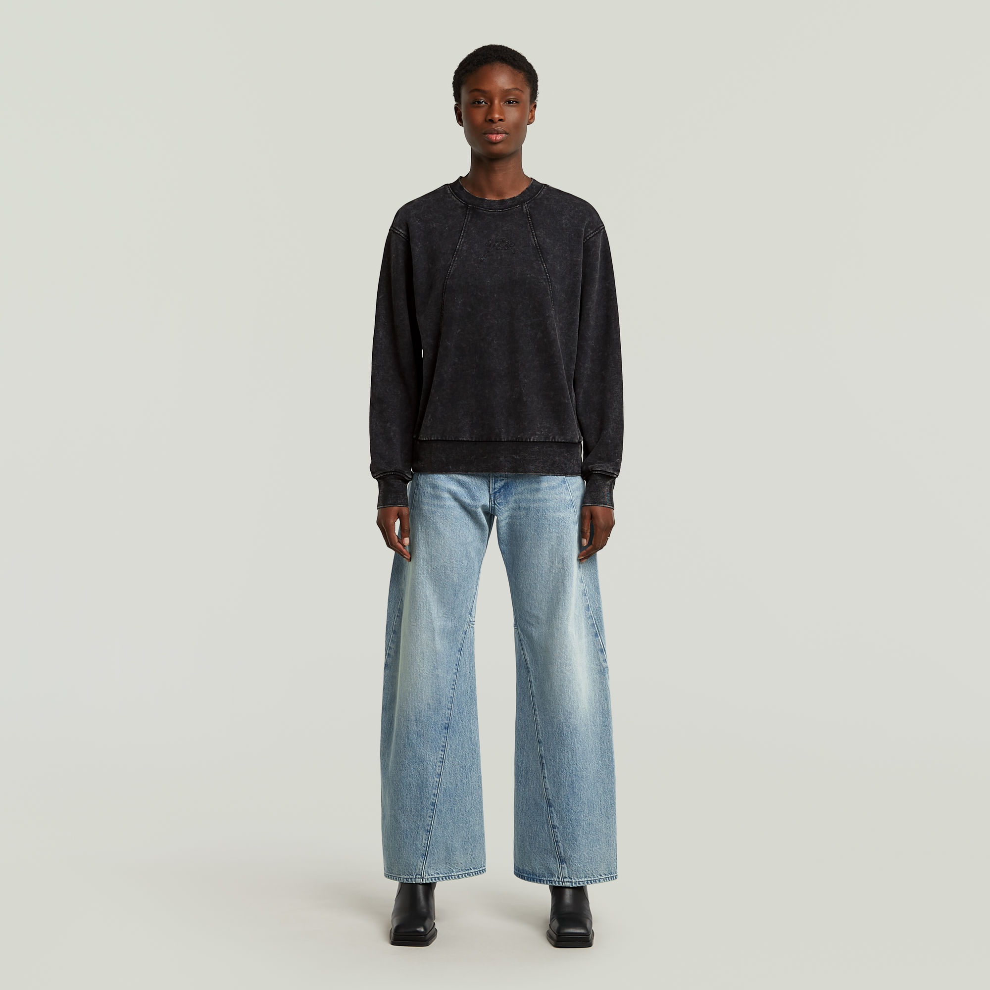G-Star RAW Washed A Line Script Sweater Zwart Dames