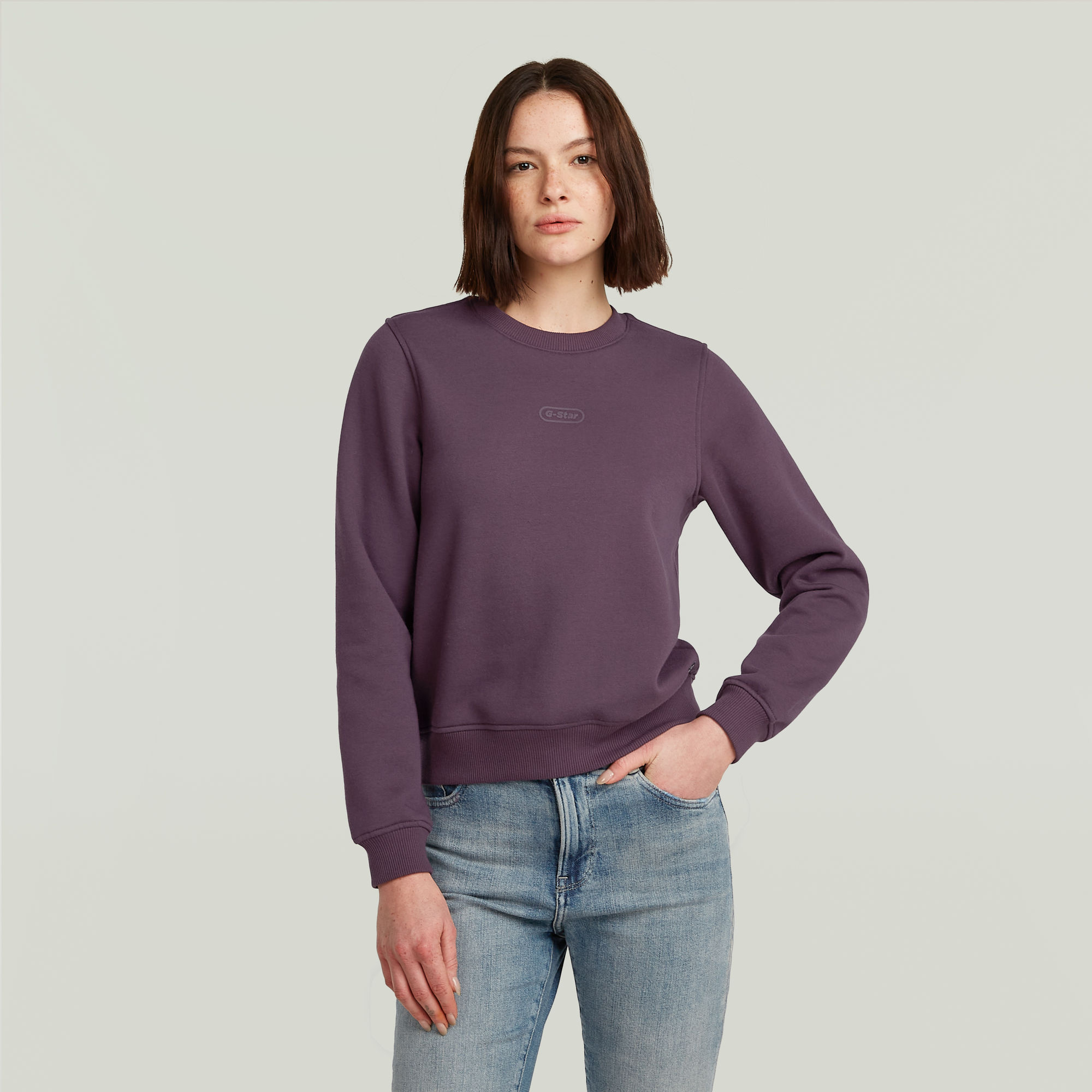 G-Star RAW Center Chest Logo Crew Sweater Paars Dames