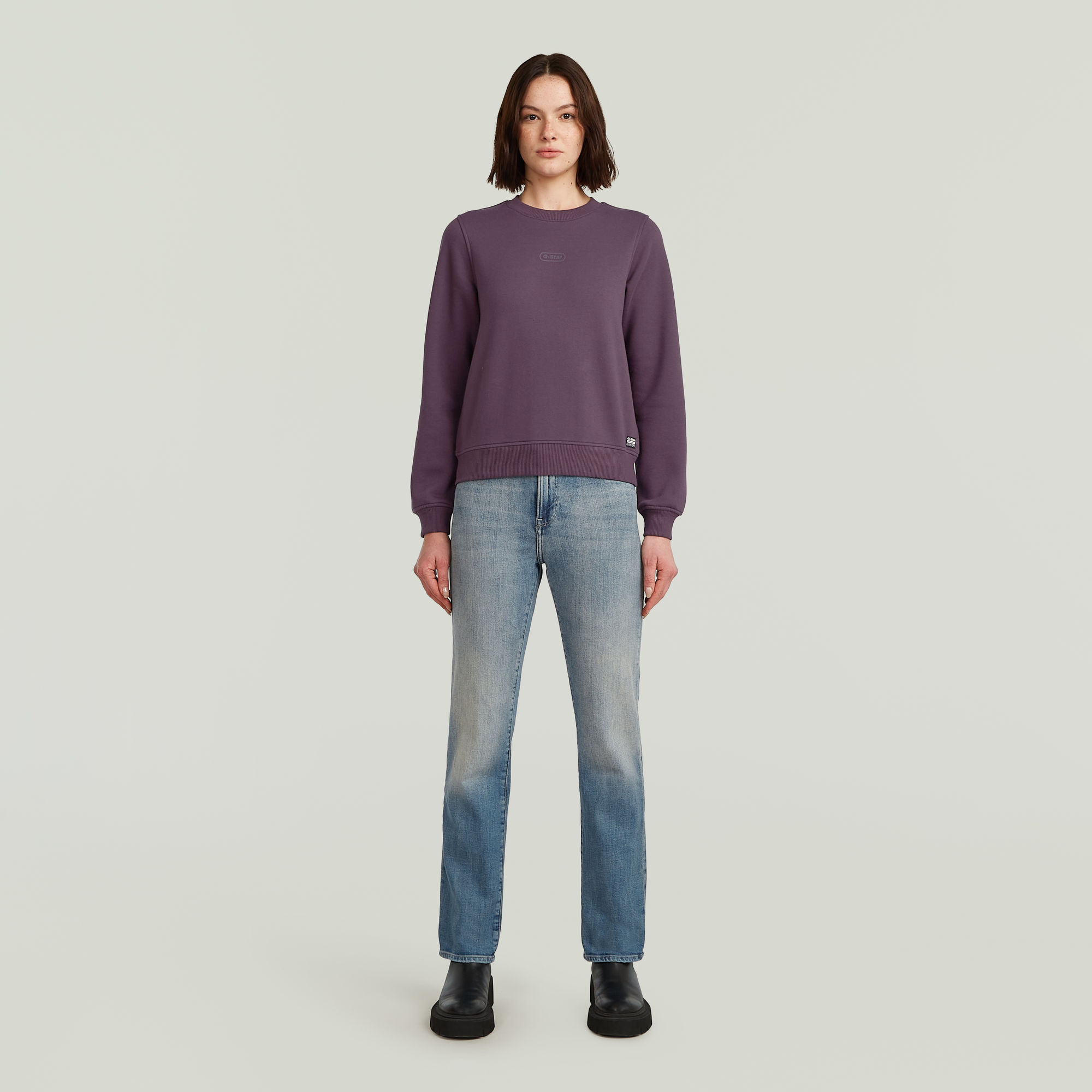 G-Star RAW Center Chest Logo Crew Sweater Paars Dames
