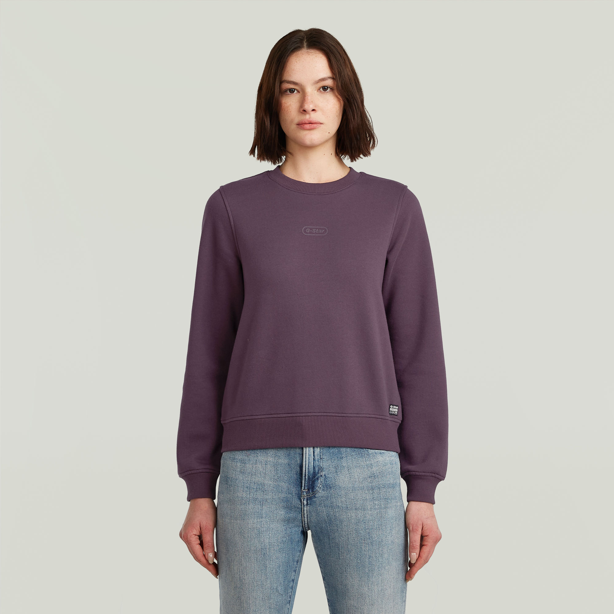 Center Chest Logo Crew Sweater - Lila - Damen