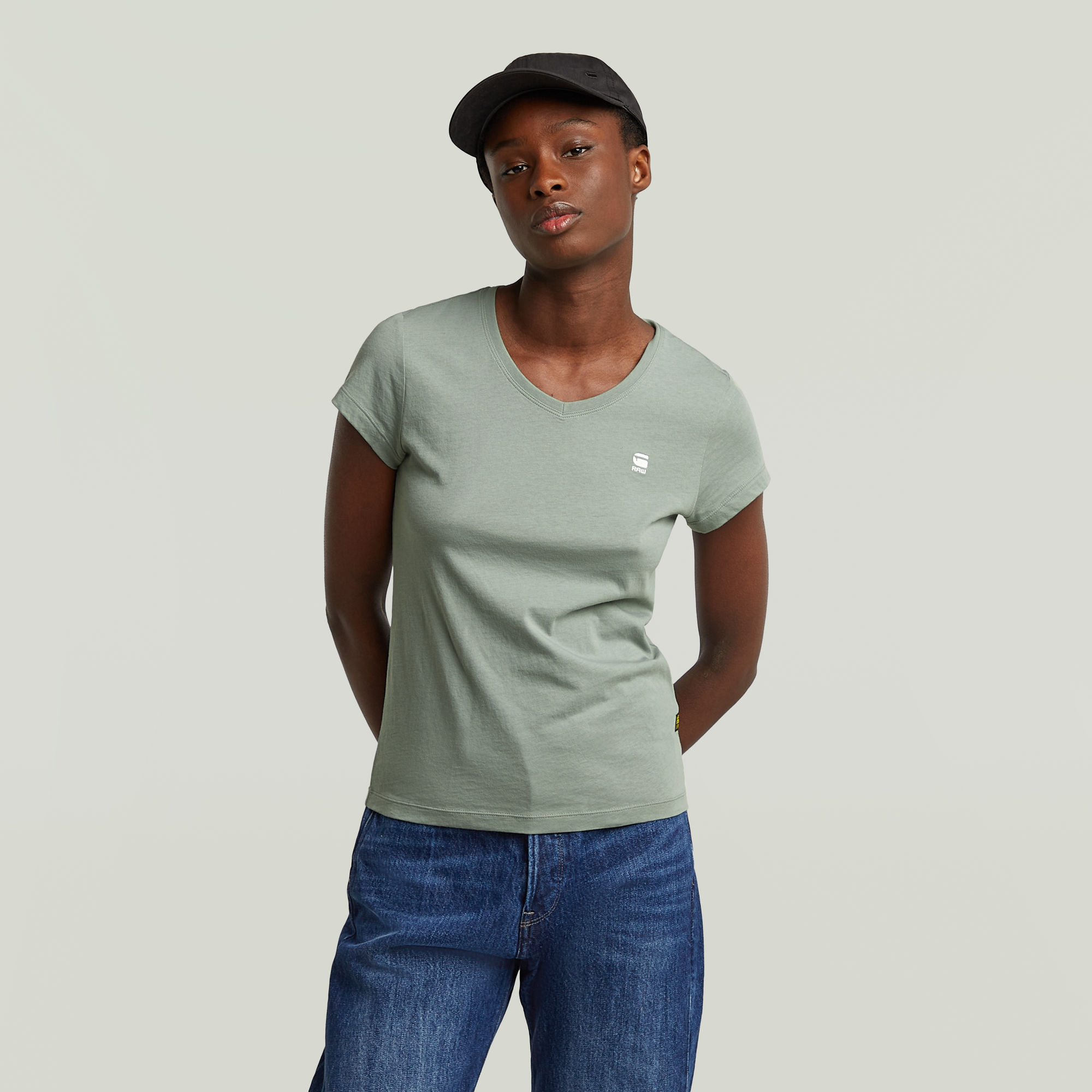 G-Star RAW Eyben Slim 2.0 V-Hals Top Lichtblauw Dames