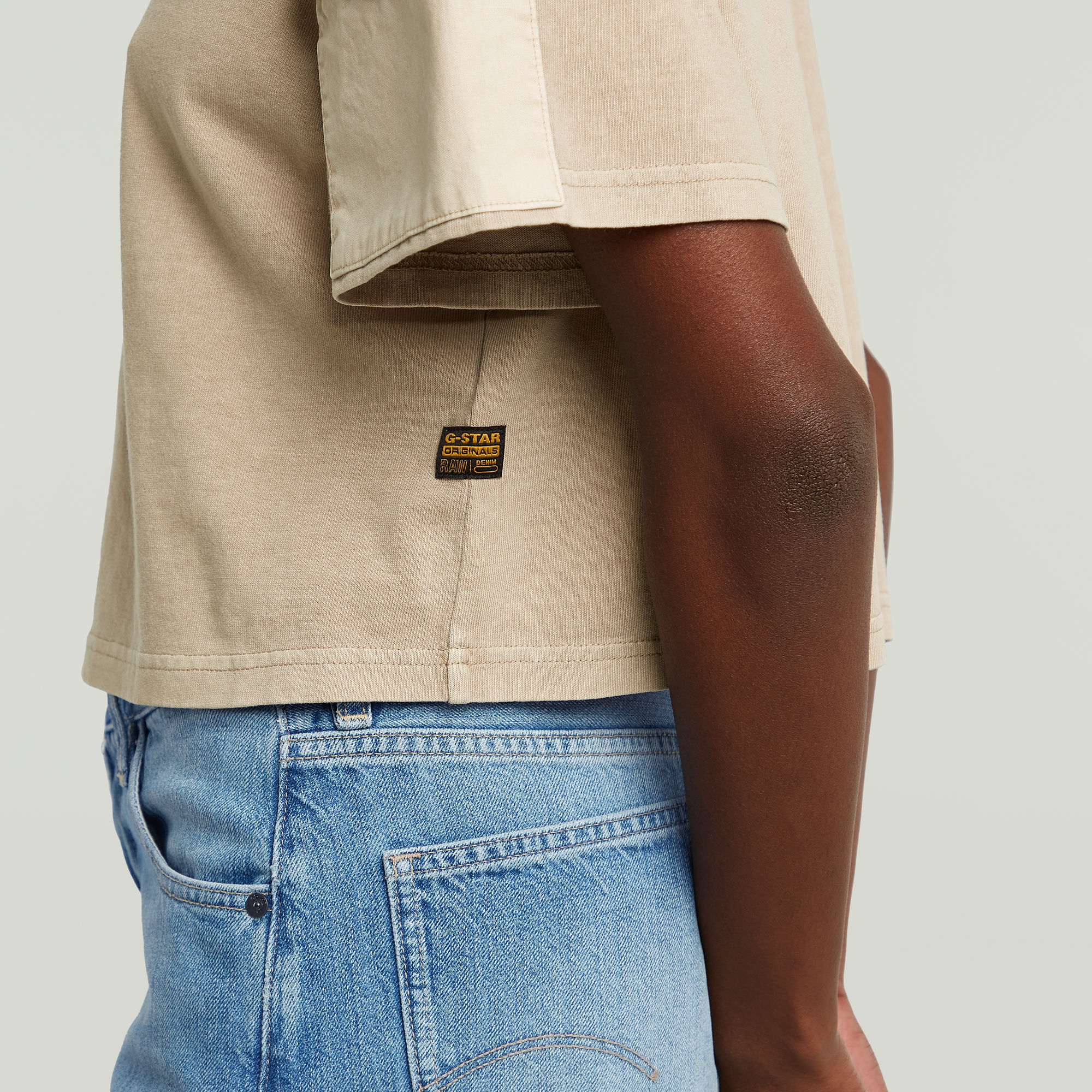 G-Star RAW Washed Mix Boxy Cropped T-shirt Beige Dames