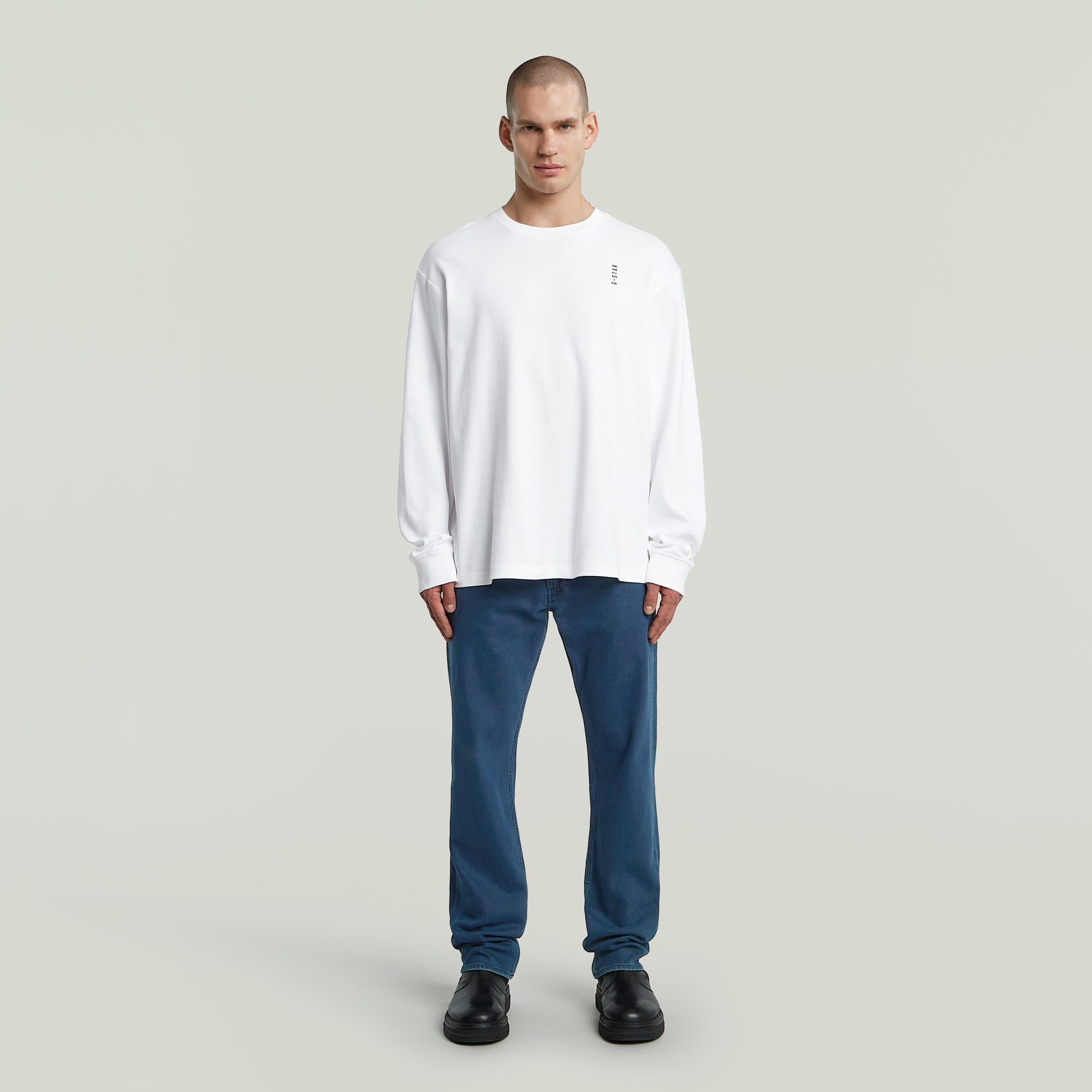 Thumbnail - Back Embro Text Loose T-Shirt - Weiß - Herren