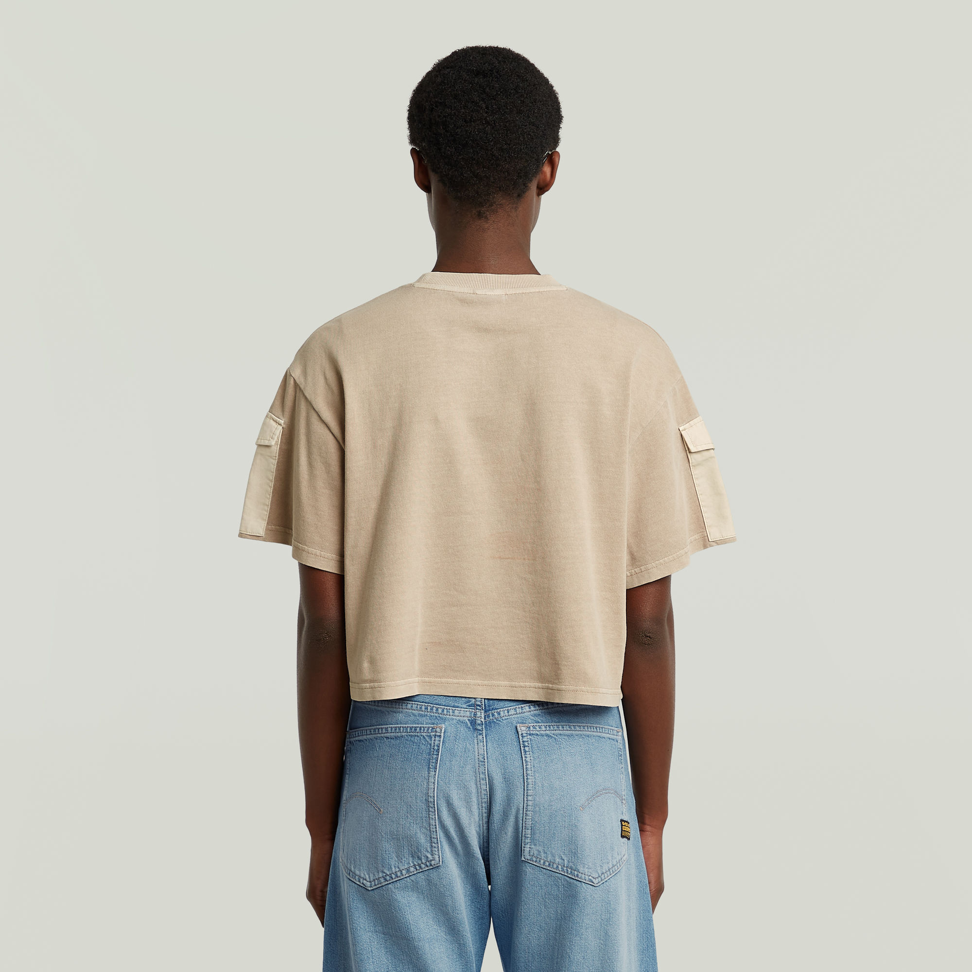G-Star RAW Washed Mix Boxy Cropped T-shirt Beige Dames