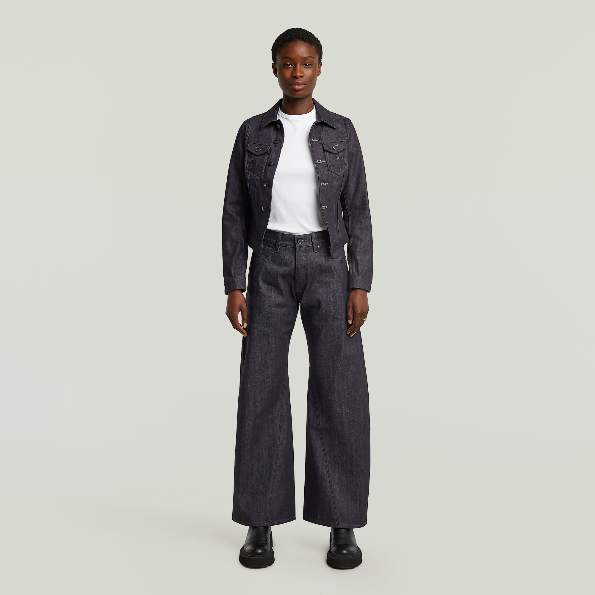 G-Star RAW Contor 3D Wide Jeans Donkerblauw Dames