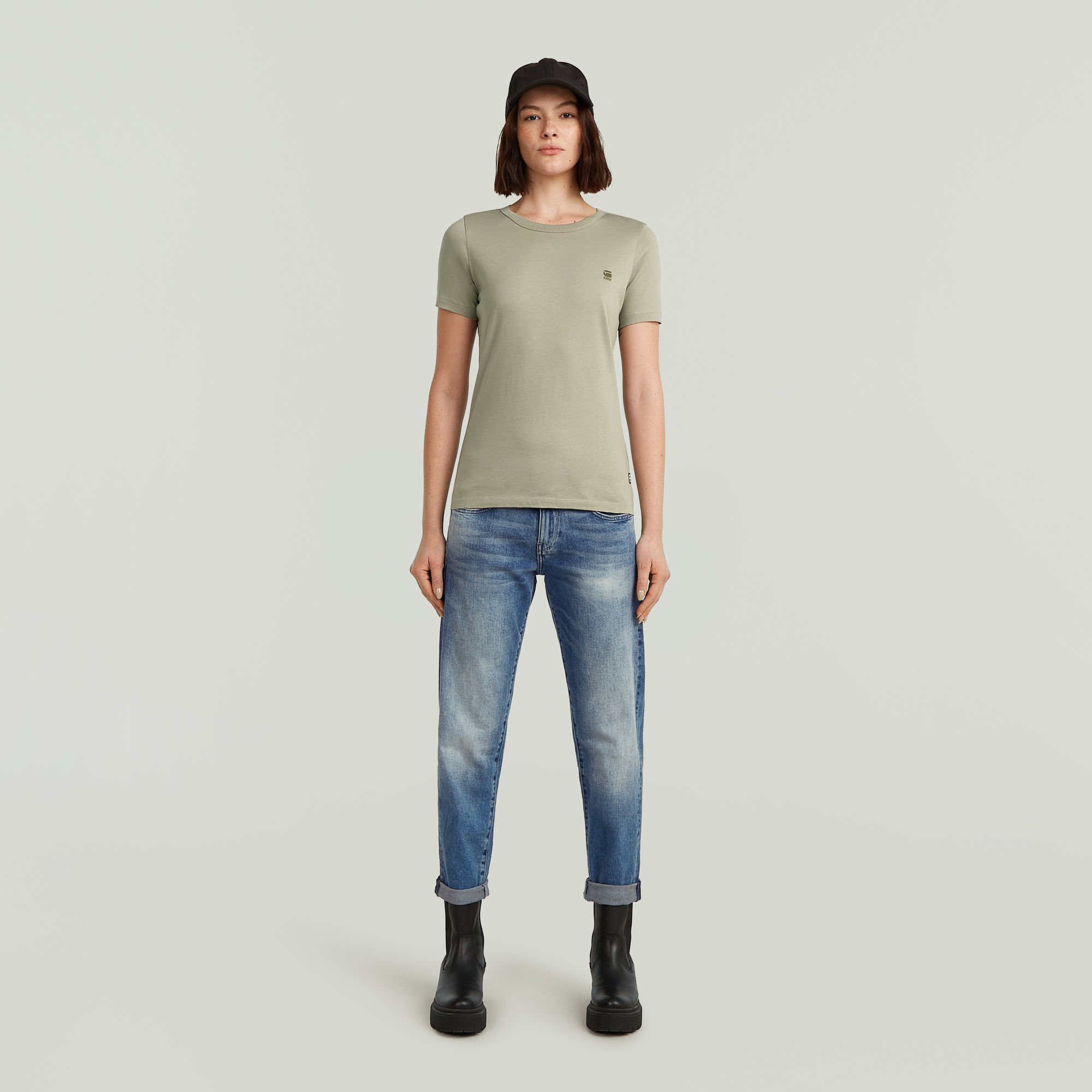 G-Star RAW Statement Chest Logo Optic Slim Top Groen Dames