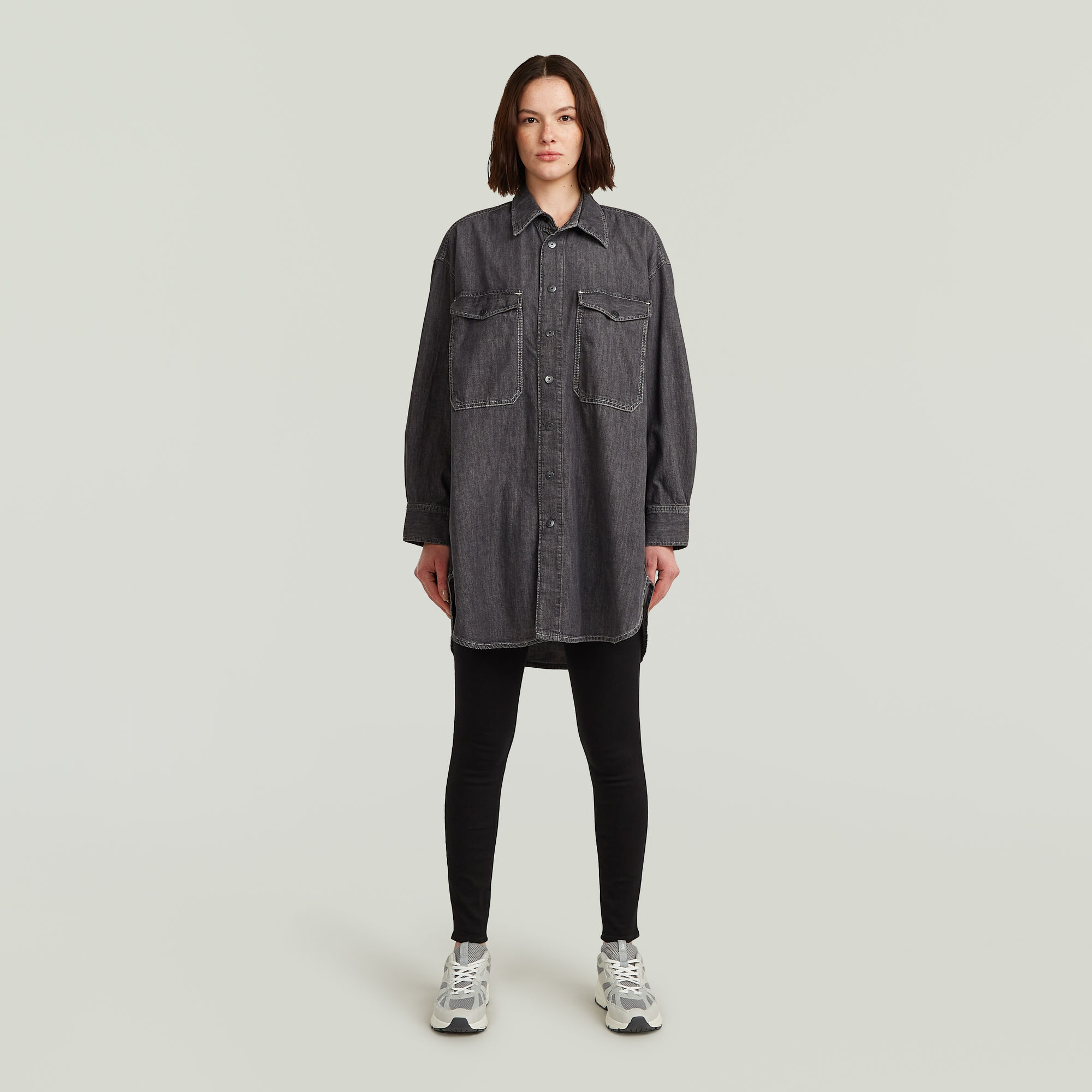 G-Star RAW Oversized Denim Blouse Evergreen Grijs Dames