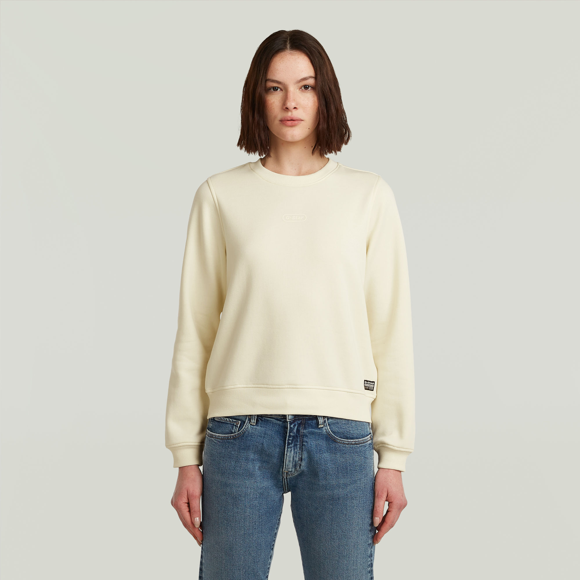 Center Chest Logo Crew Sweater - Beige - Damen