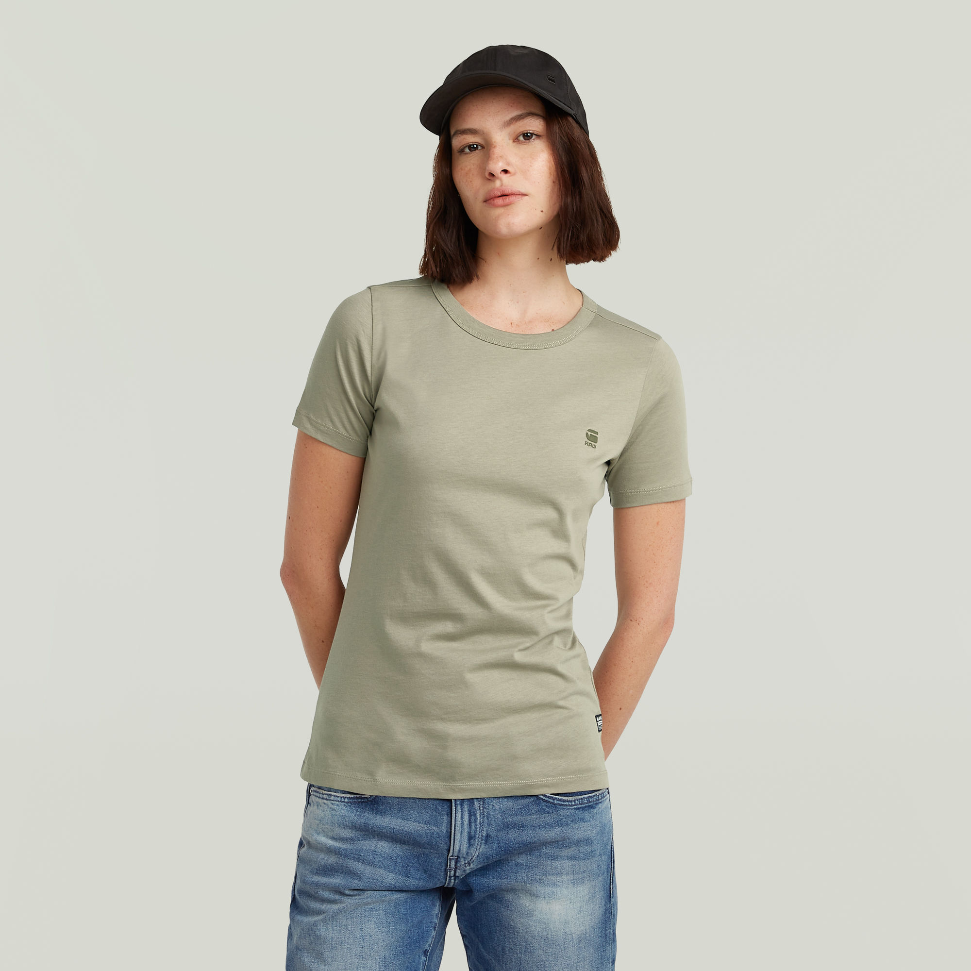 G-Star RAW Statement Chest Logo Optic Slim Top Groen Dames