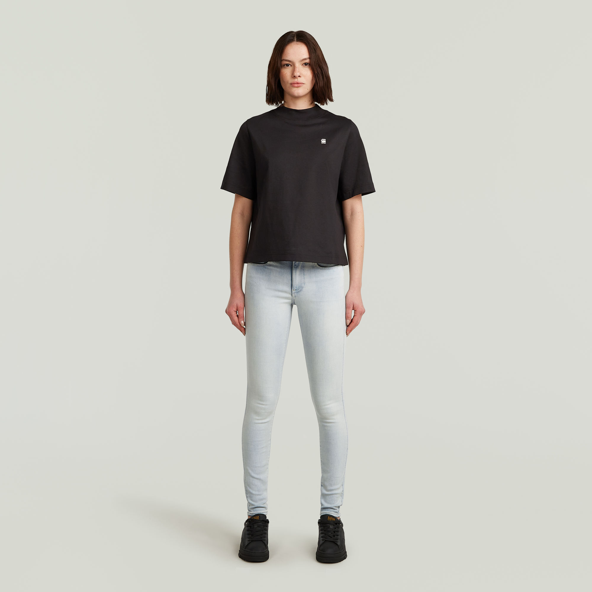 G-Star RAW Logo Mock Top Zwart Dames