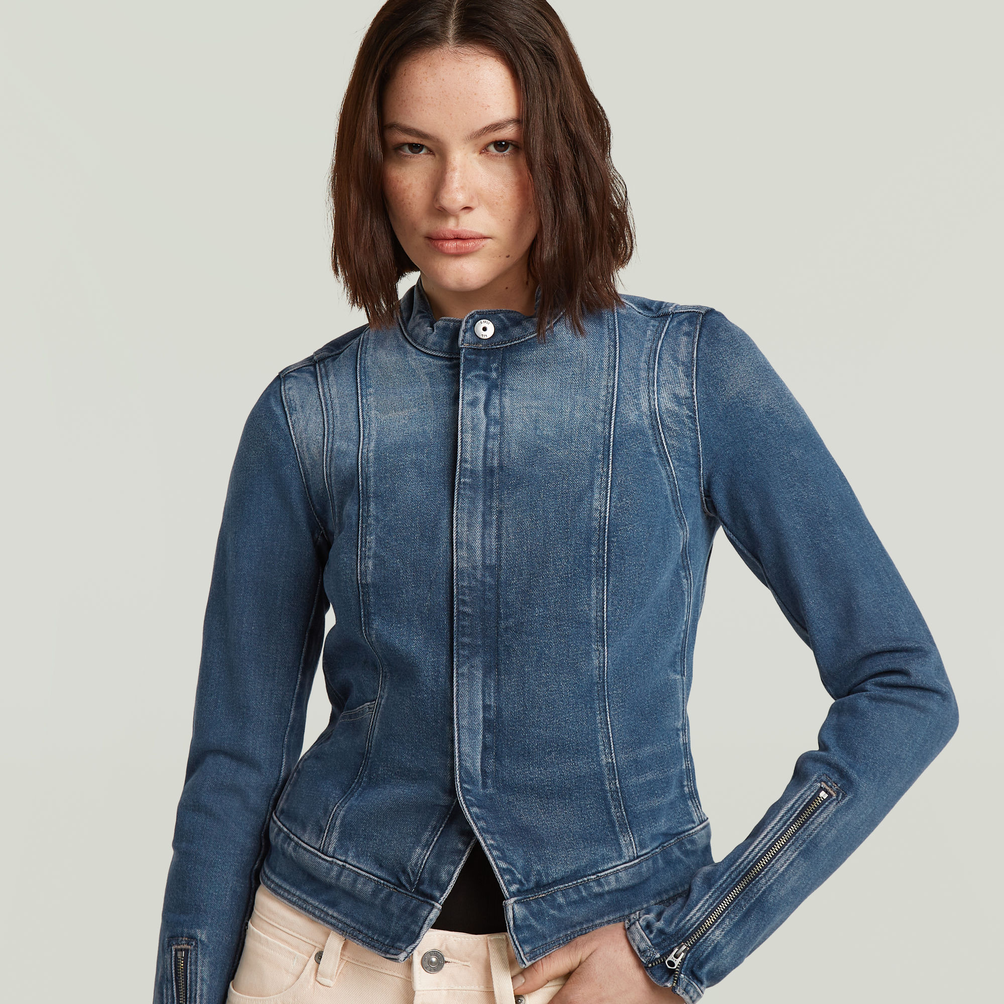 G-Star RAW Lynn Zip Grip Slim Jack Donkerblauw Dames