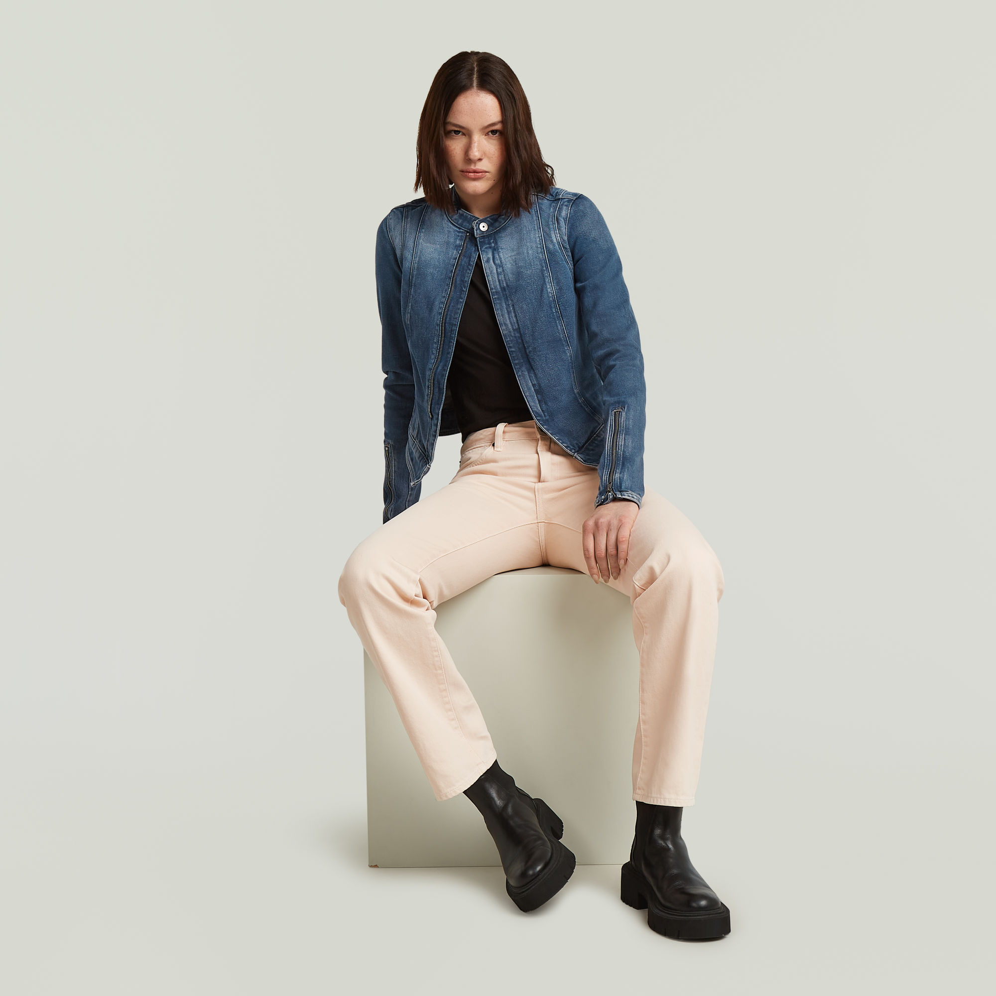 G-Star RAW Lynn Zip Grip Slim Jack Donkerblauw Dames