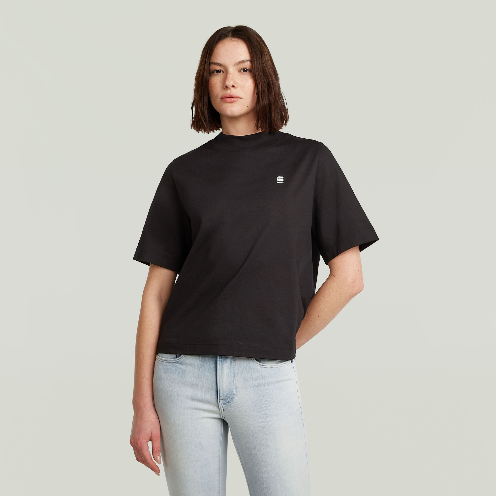 G-Star RAW Logo Mock Top Zwart Dames