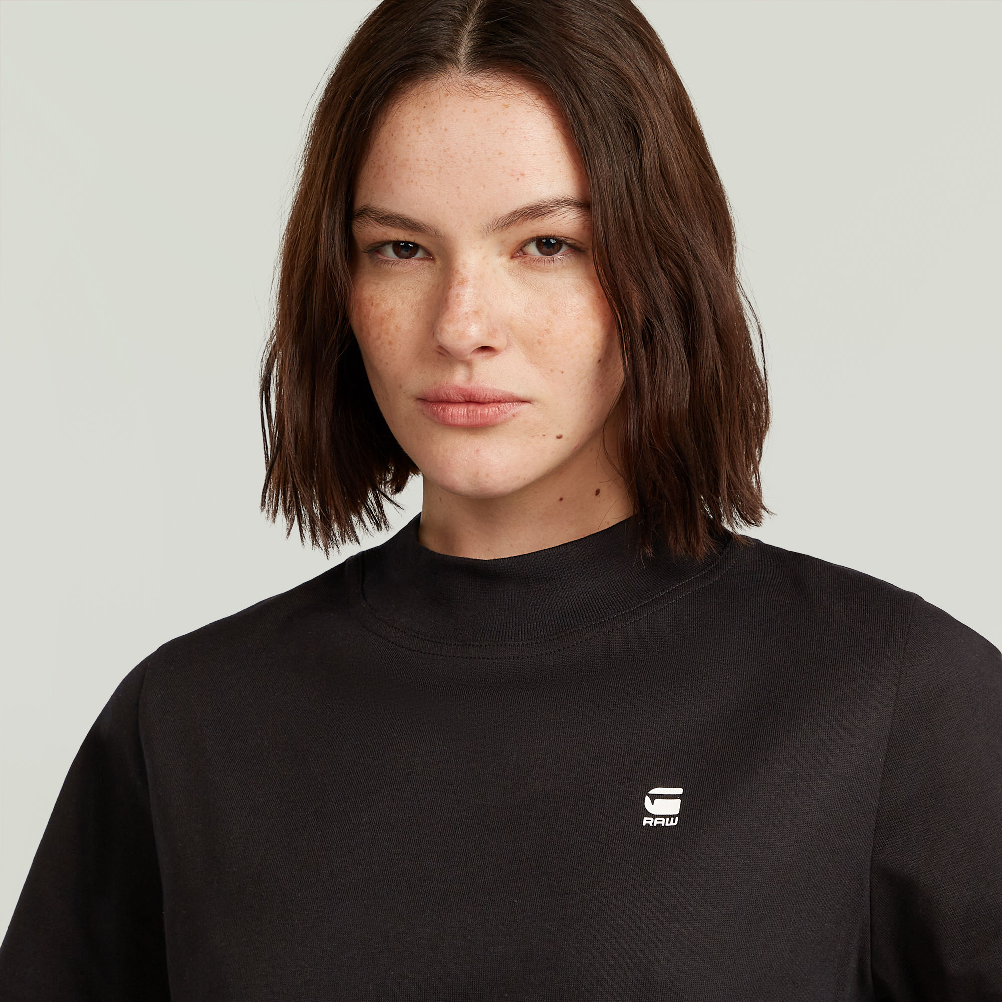 G-Star RAW Logo Mock Top Zwart Dames