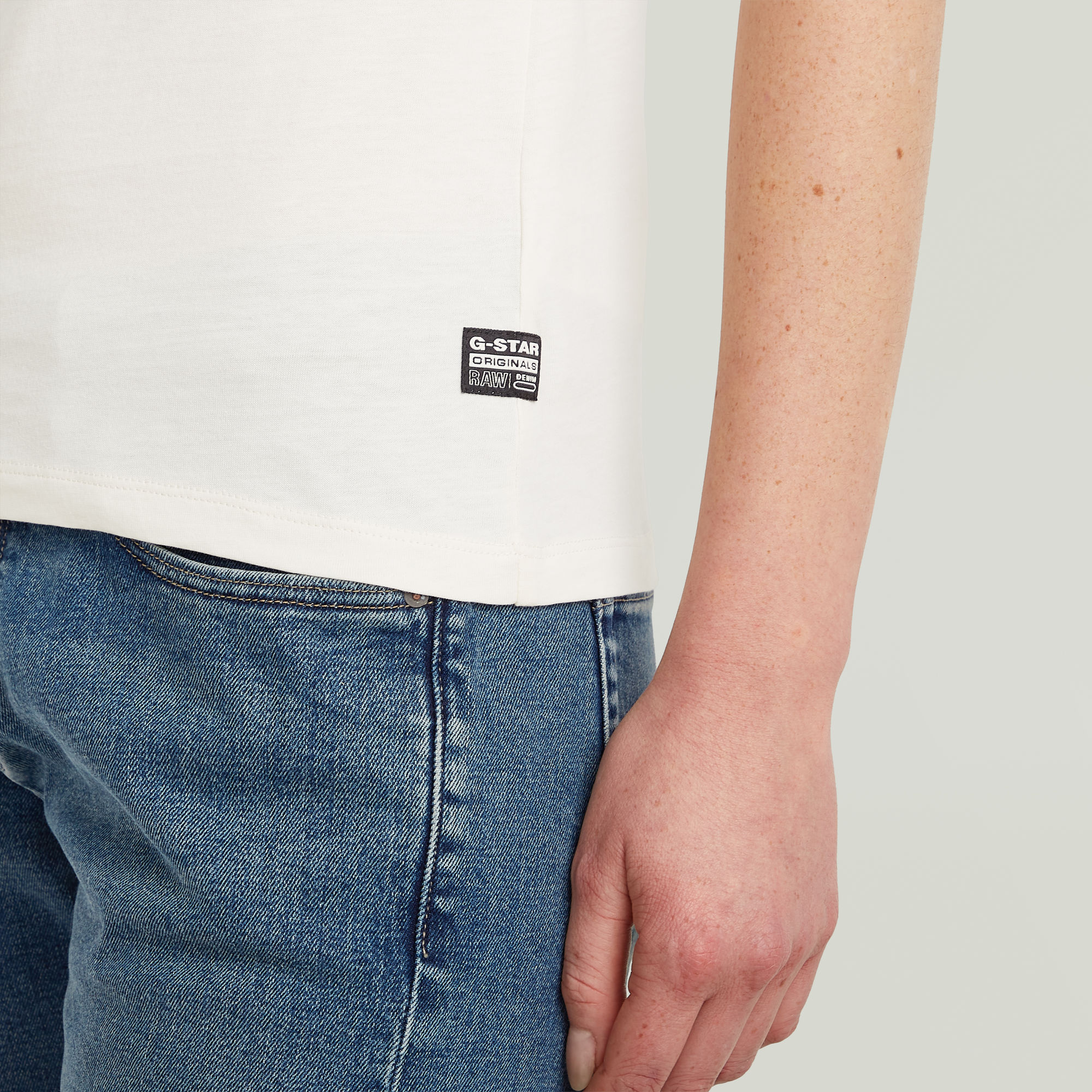 G-Star RAW Statement Chest Logo Optic Slim Top Beige Dames