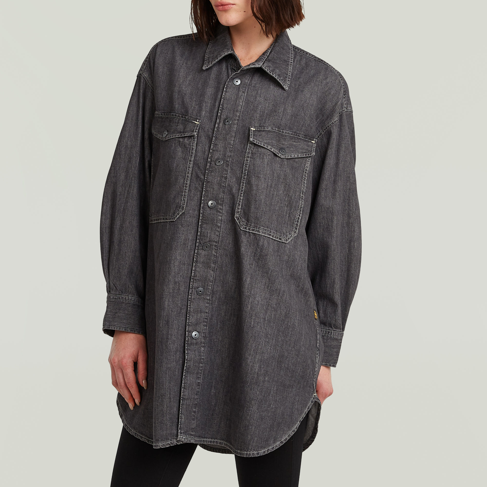 G-Star RAW Oversized Denim Blouse Evergreen Grijs Dames