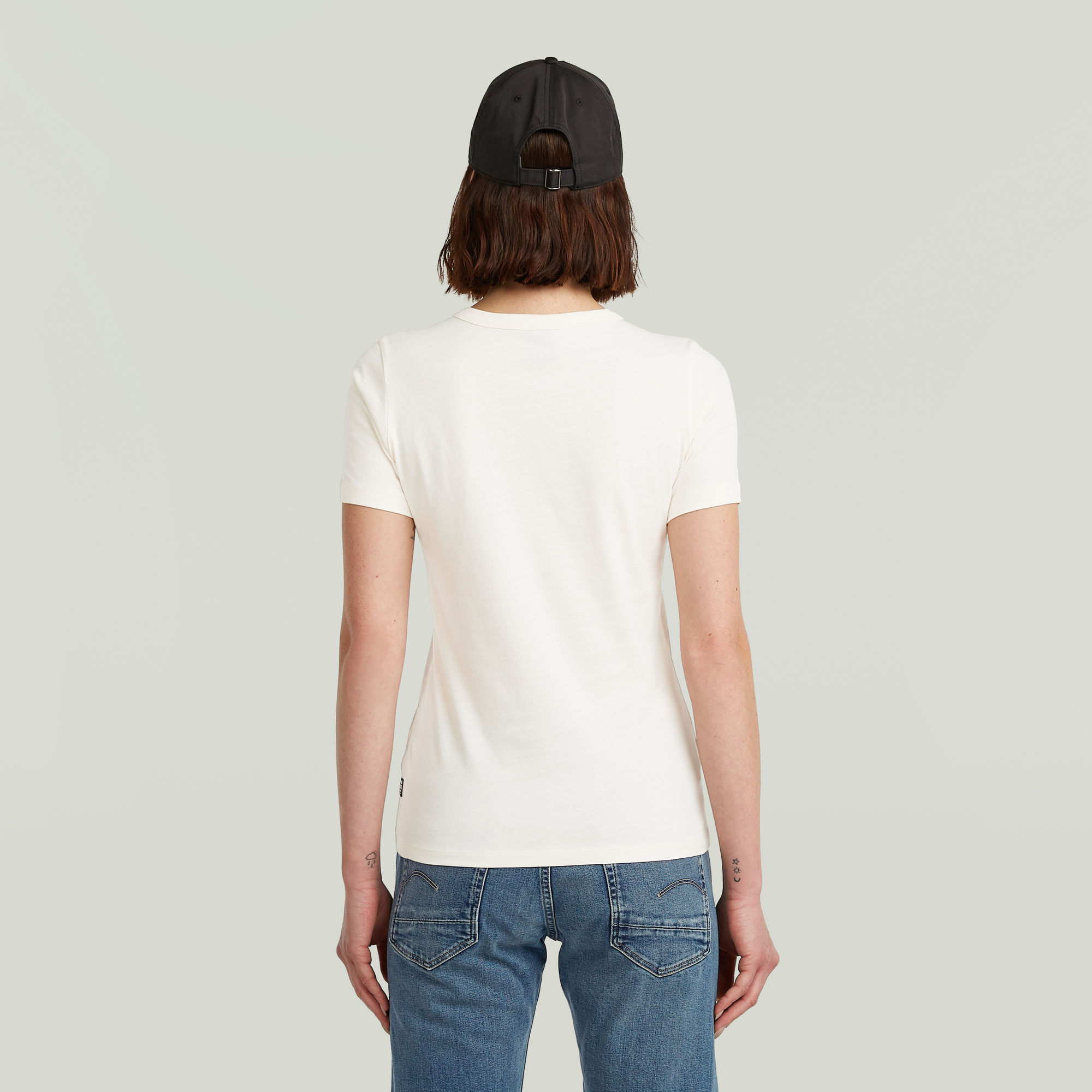 G-Star RAW Statement Chest Logo Optic Slim Top Beige Dames