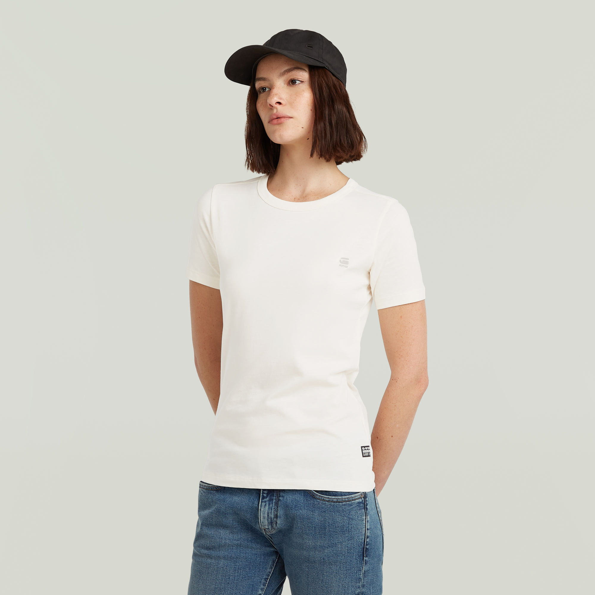 G-Star RAW Statement Chest Logo Optic Slim Top Beige Dames