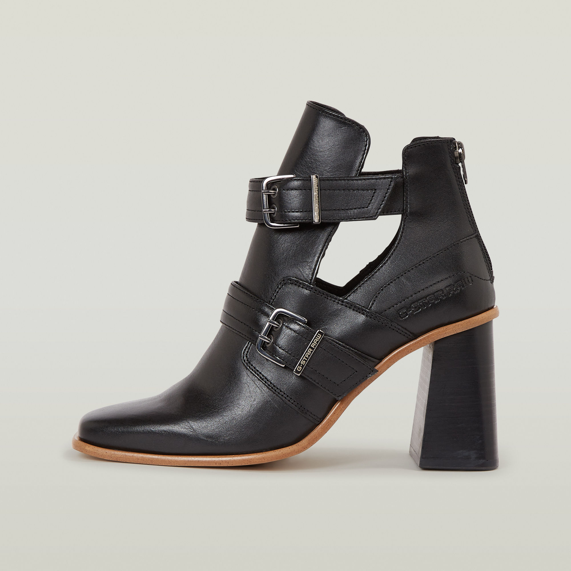 

Ringer Mid Strap Leather Boots - Black - Women