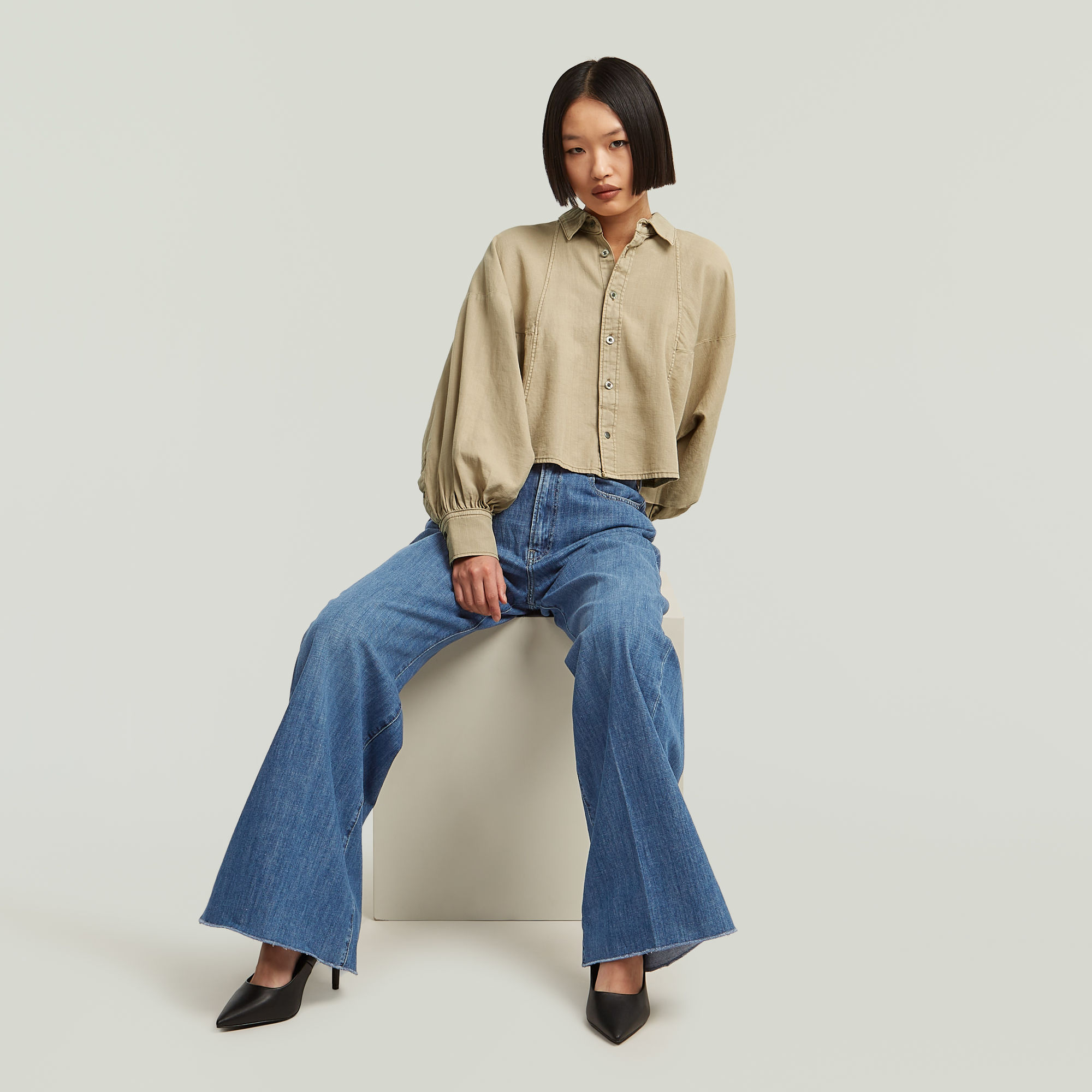 G-Star RAW Macro Balloon Overhemd Beige Dames