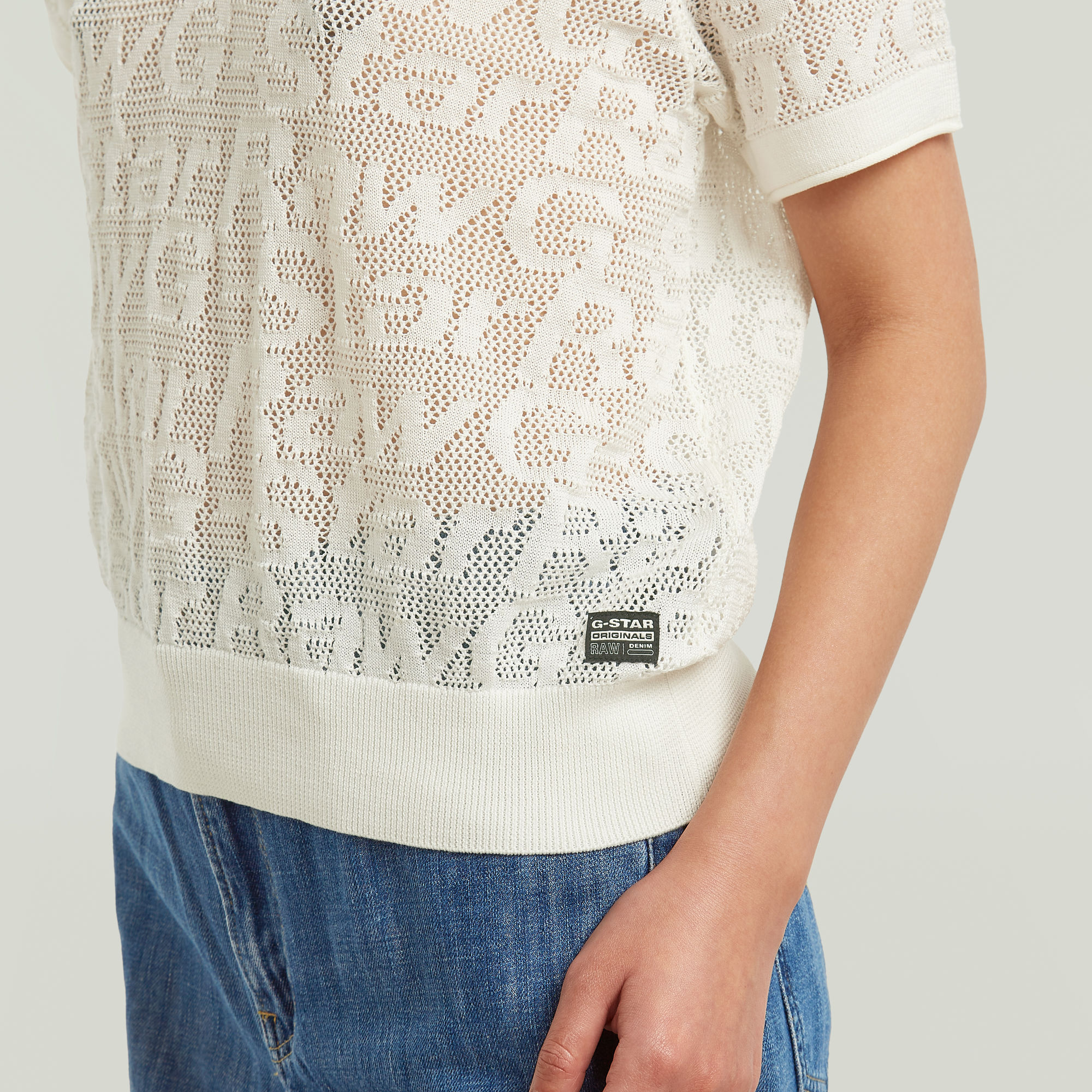 G-Star RAW Pointelle Lichtgewicht Gebreide Polo Wit Dames