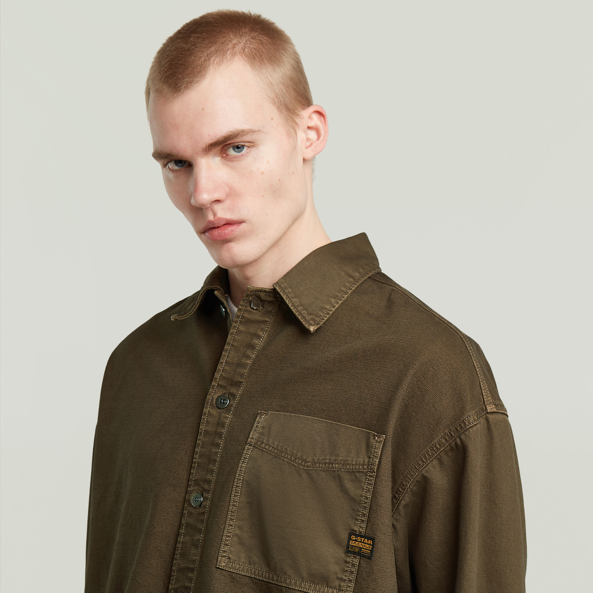 G-Star RAW Boxy Fit Overshirt Bruin Heren