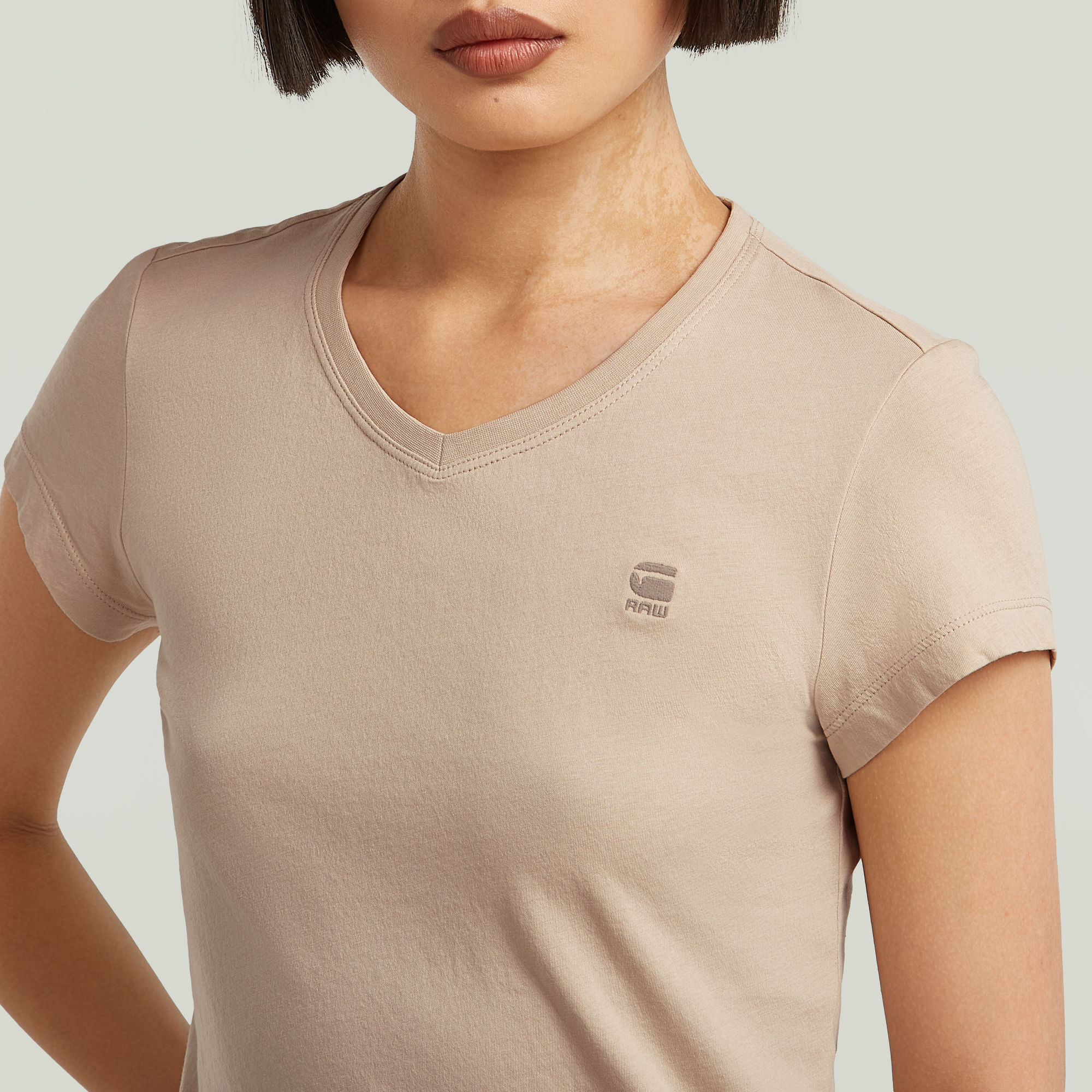 G-Star RAW Eyben Slim 2.0 V-Hals Top Beige Dames