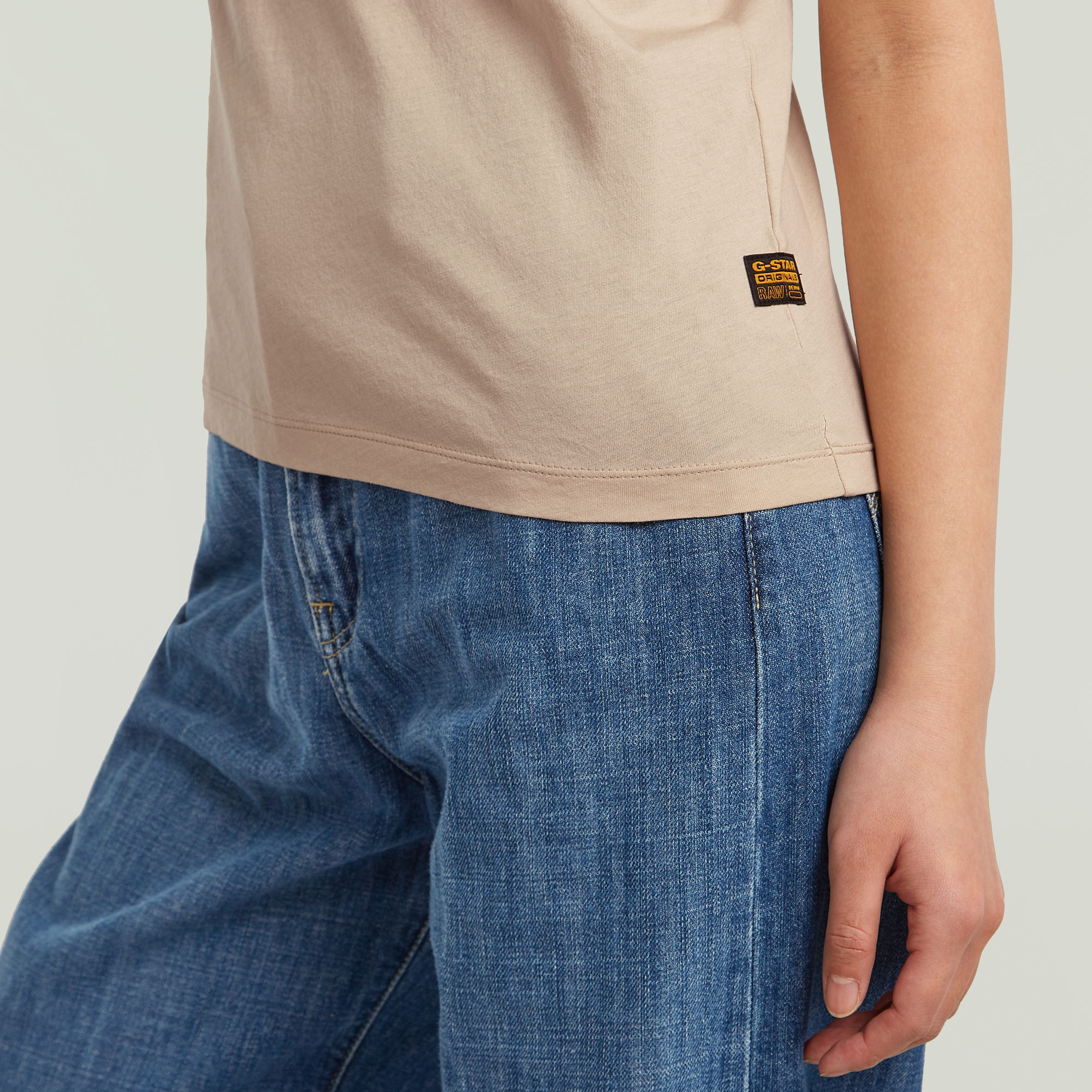 G-Star RAW Eyben Slim 2.0 V-Hals Top Beige Dames