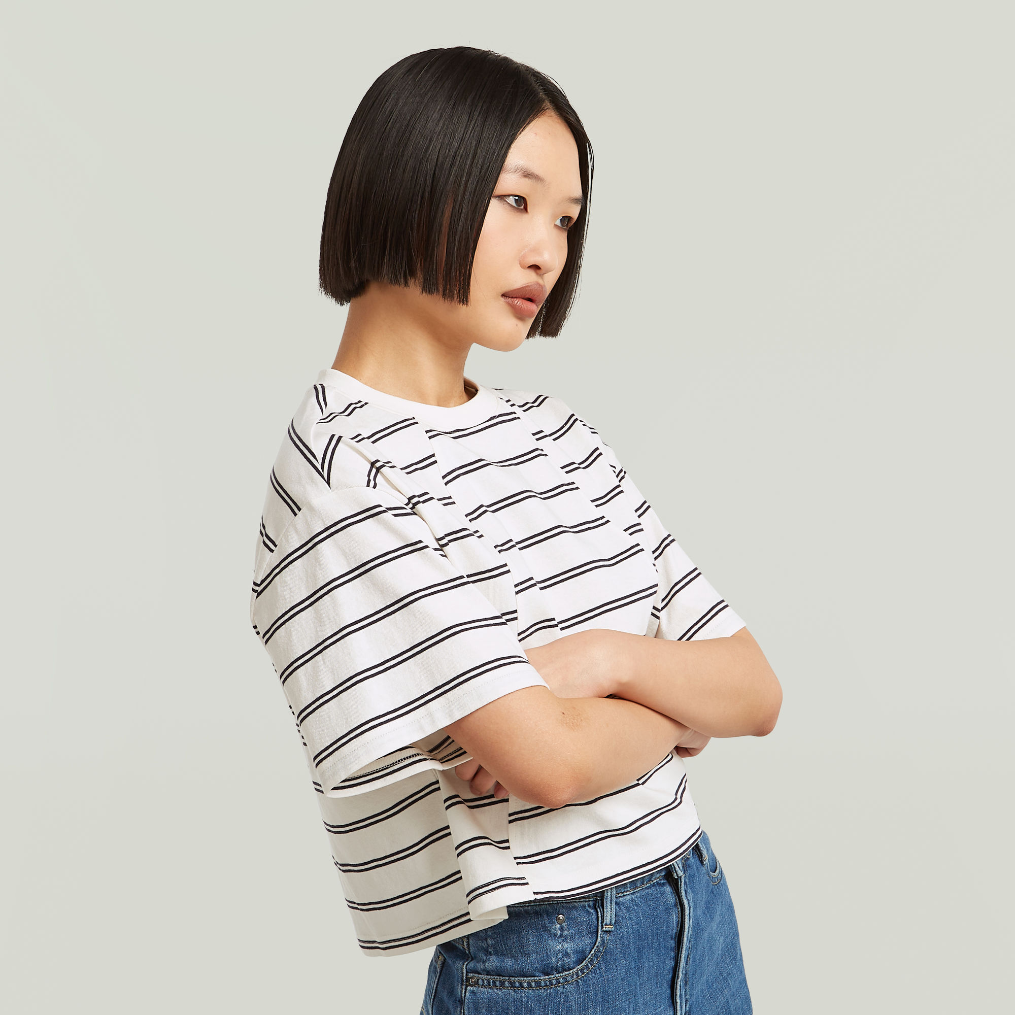 G-Star RAW A-Line Stripe Boxy T-shirt Meerkleurig Dames