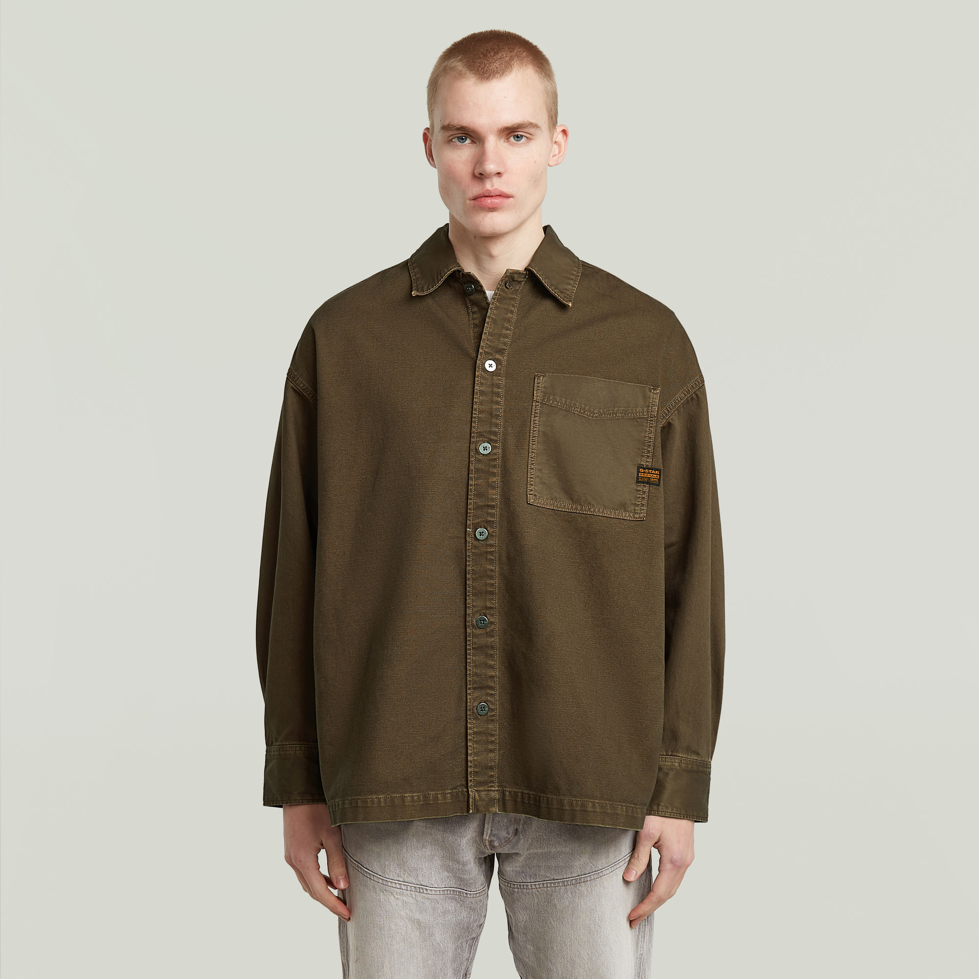G-Star RAW Boxy Fit Overshirt Bruin Heren