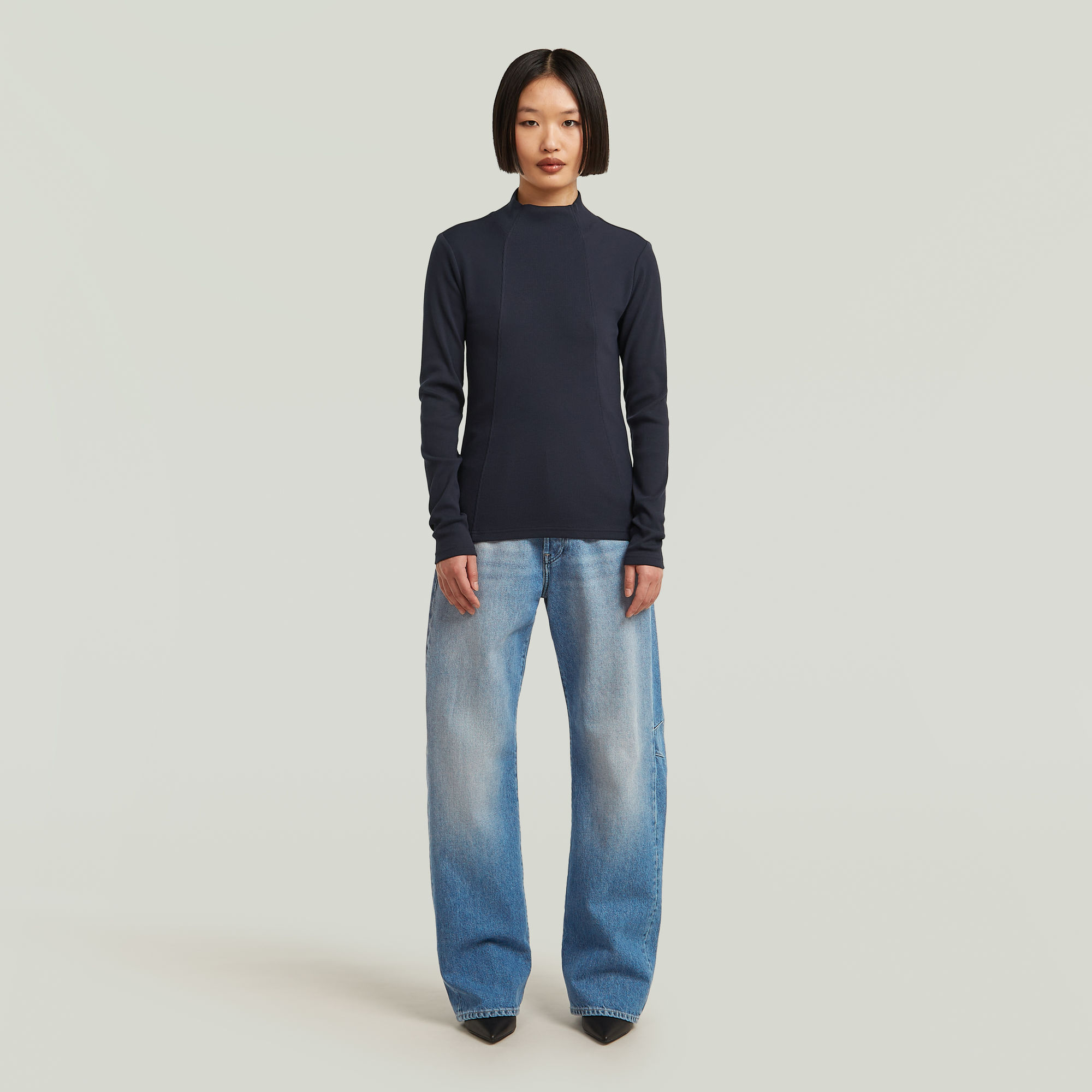 G-Star RAW A-Line Slim Mock T-shirt Donkerblauw Dames