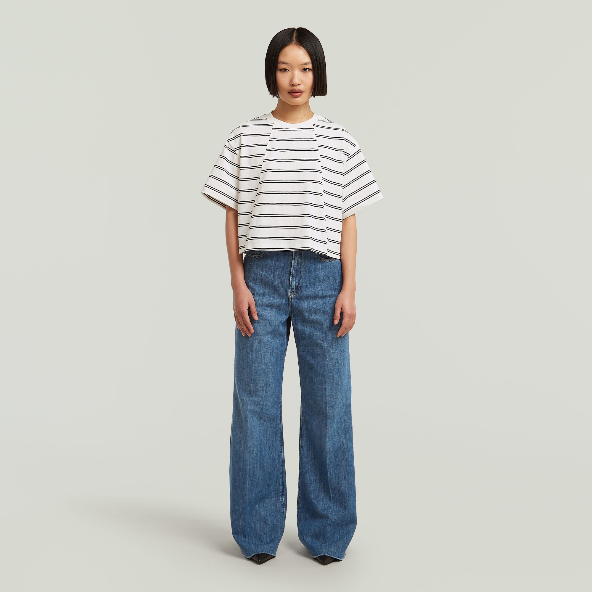 Thumbnail - A-Line Stripe Boxy T-Shirt - Mehrfarbig - Damen