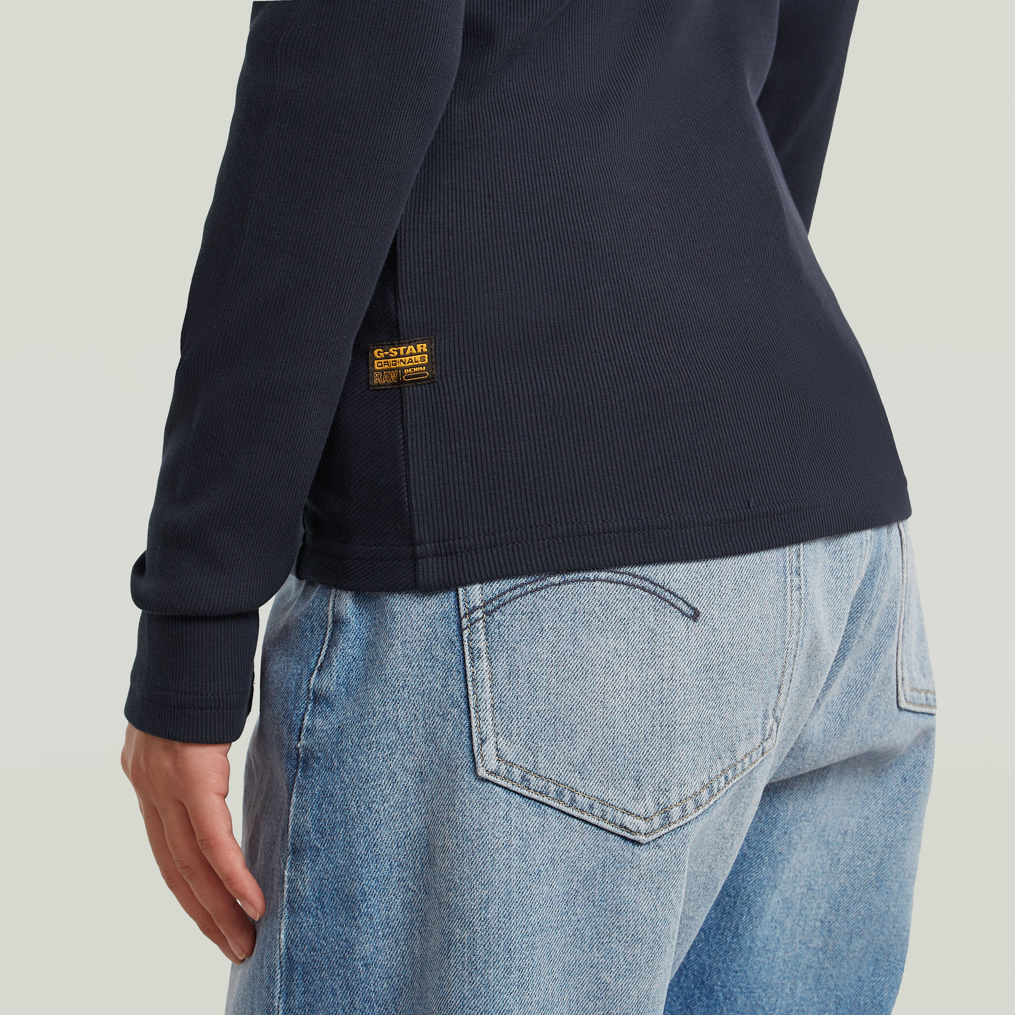 G-Star RAW A-Line Slim Mock T-shirt Donkerblauw Dames