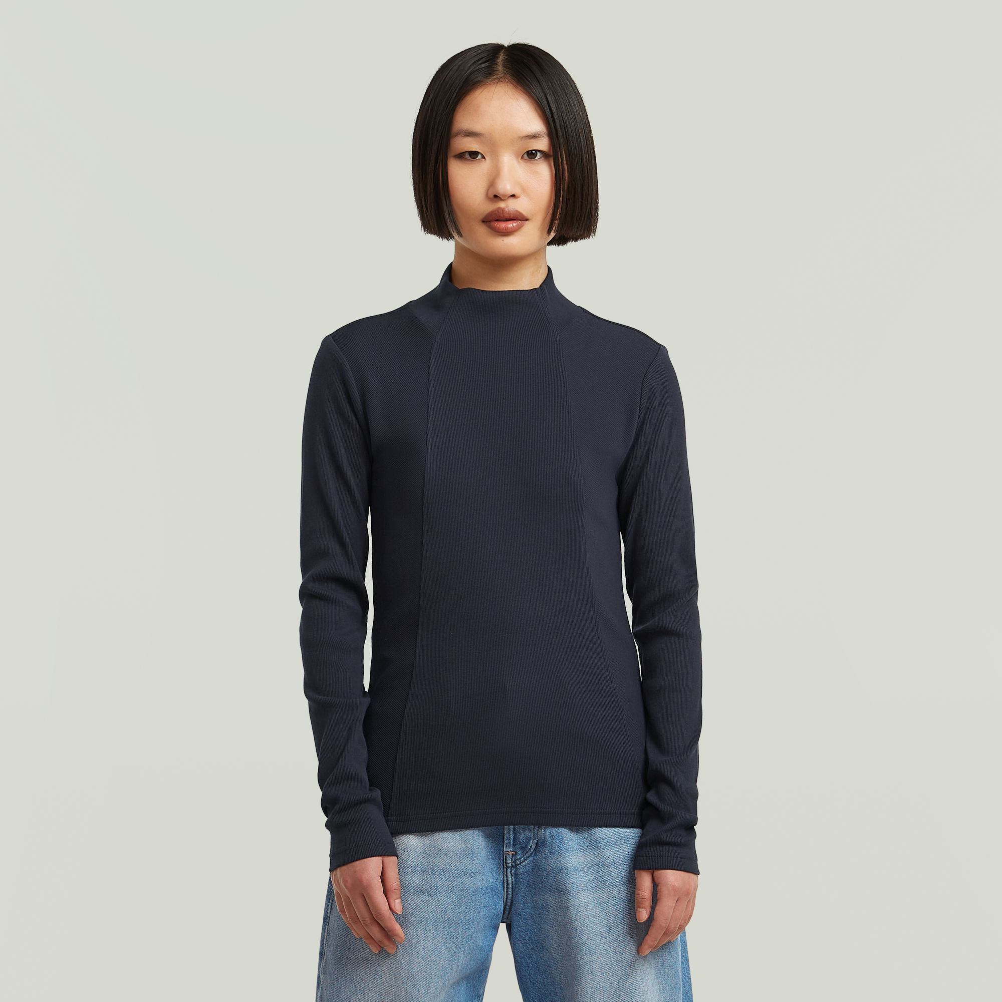 G-Star RAW A-Line Slim Mock T-shirt Donkerblauw Dames