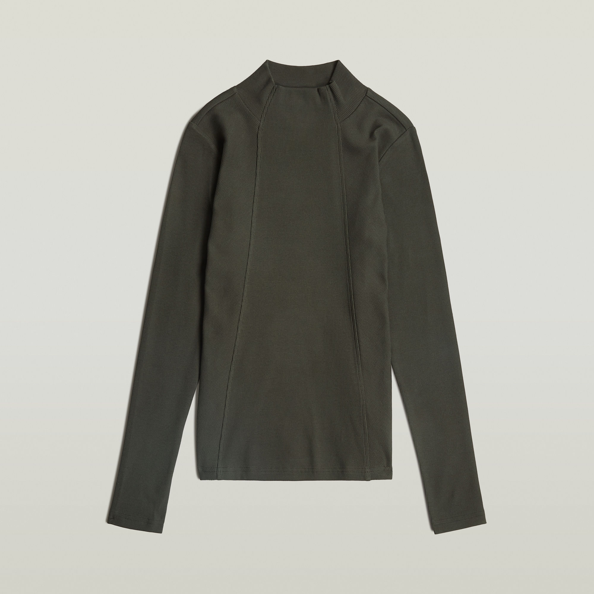 Thumbnail - A Line Slim Rib Mock T-Shirt - Grau - Damen