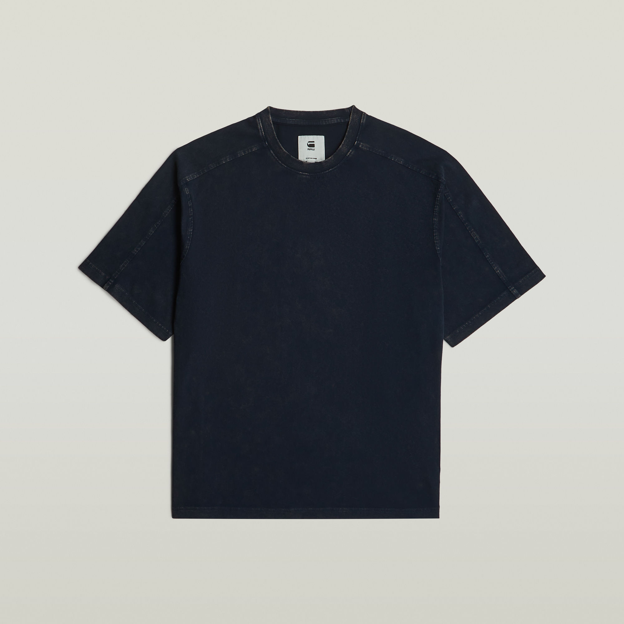Thumbnail - Washed Boxy T-Shirt - Dunkelblau - Herren