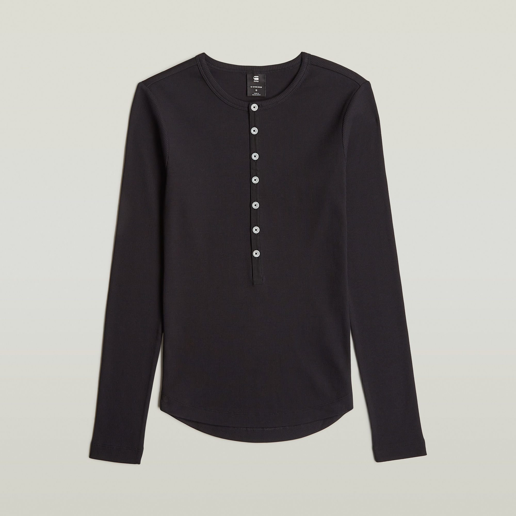 Thumbnail - Henley Slim T-Shirt - Schwarz - Damen