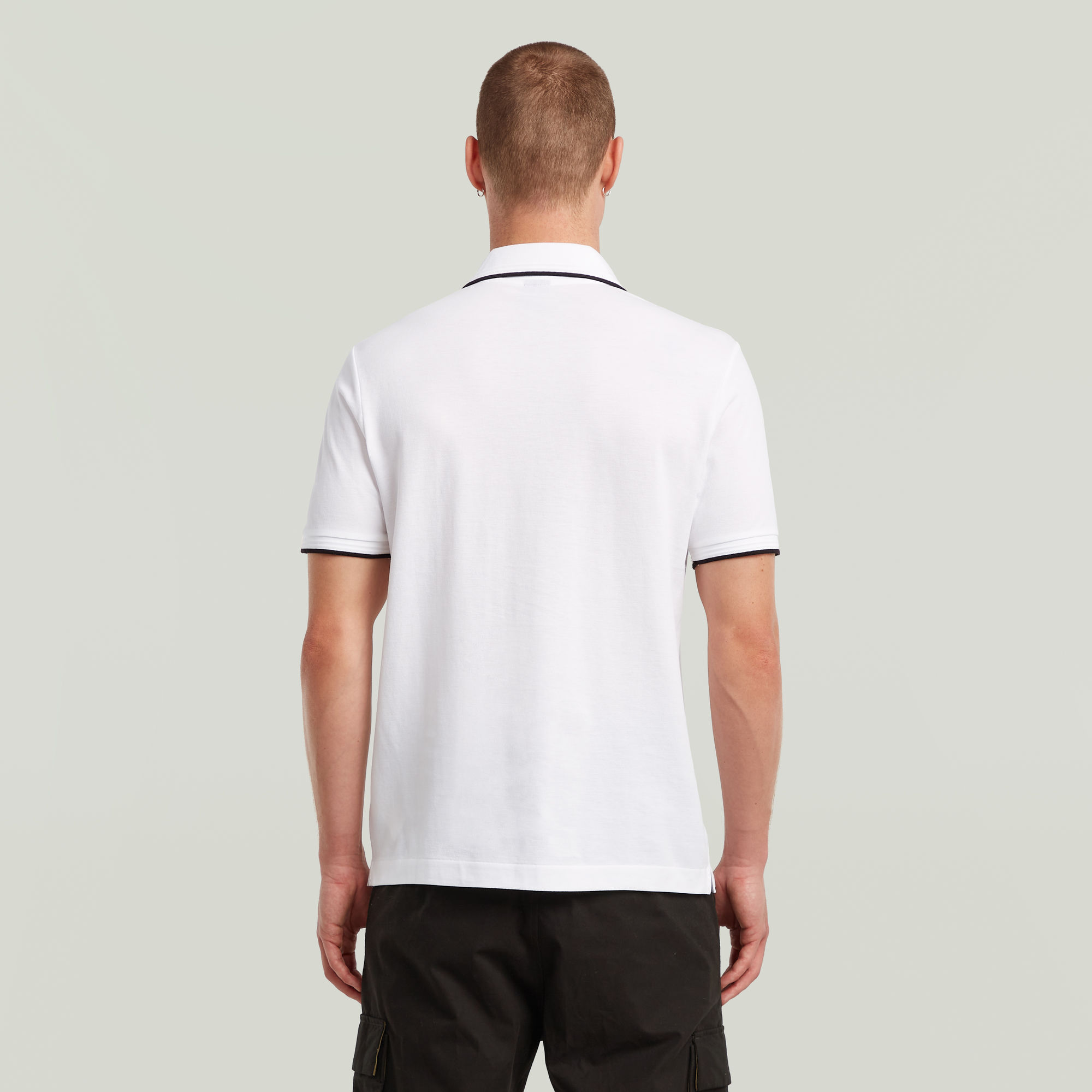 G-Star RAW Chest Logo Striped Polo Wit Heren