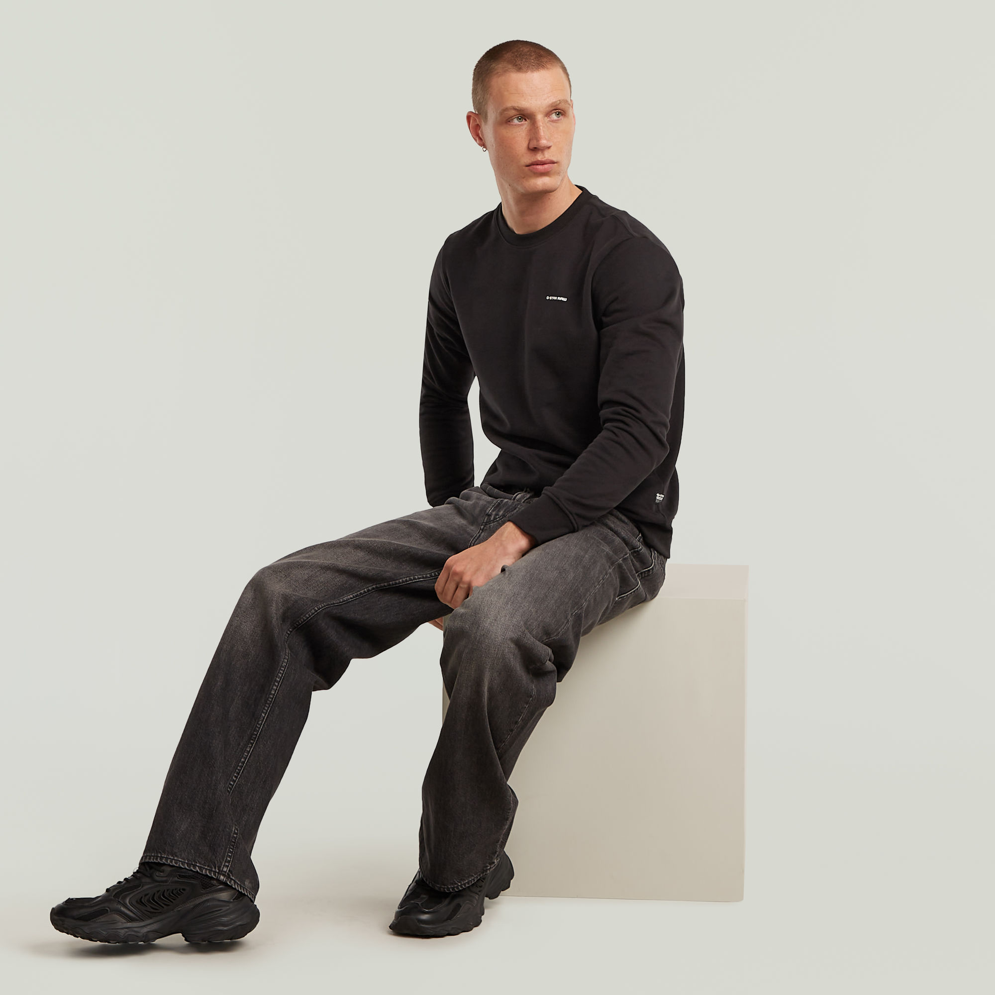 G-Star RAW Logo Sweater Zwart Heren