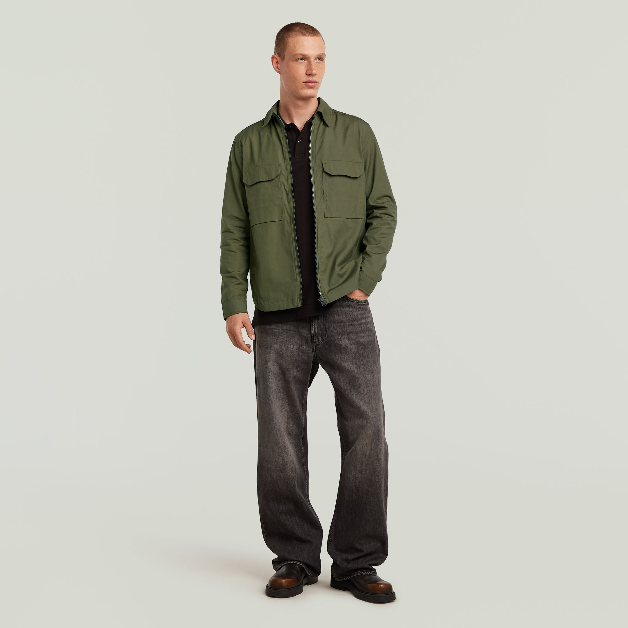 G-Star RAW Zip Regular Overshirt Groen Heren