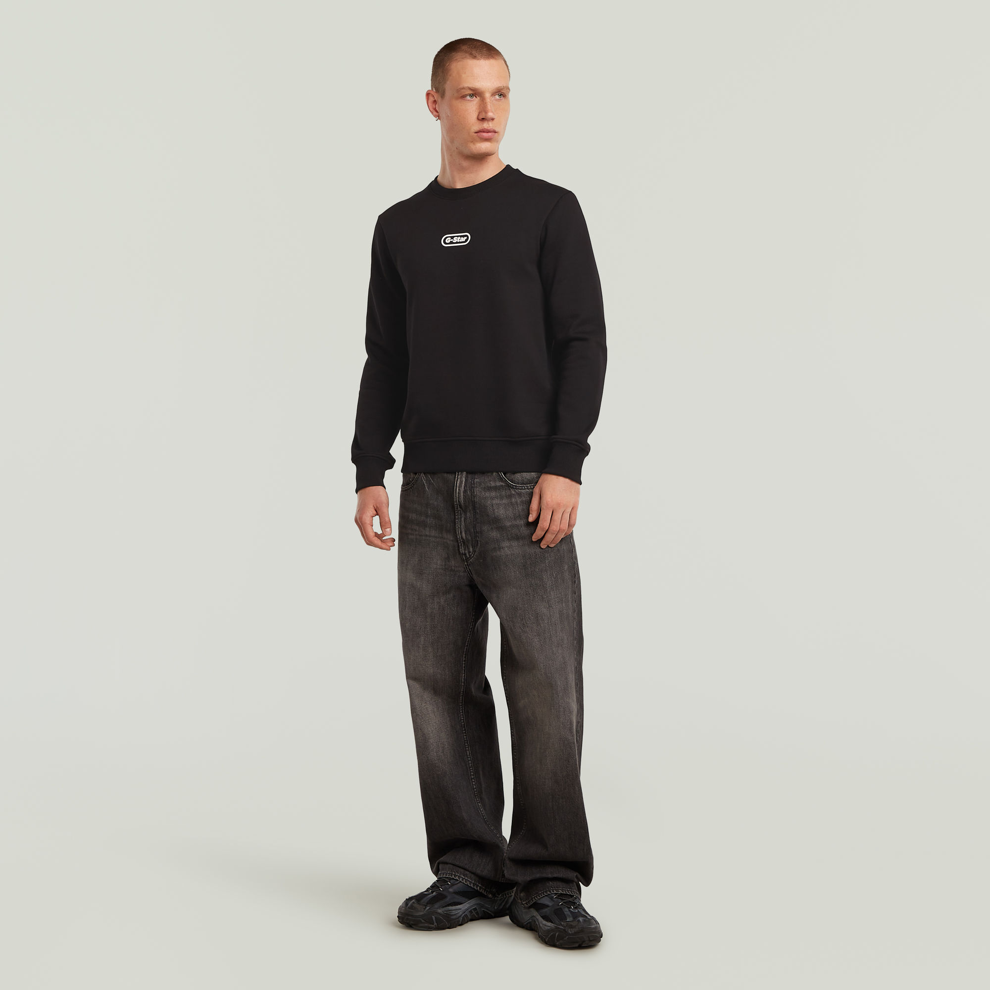 G-Star RAW Center Chest Logo Sweater Zwart Heren