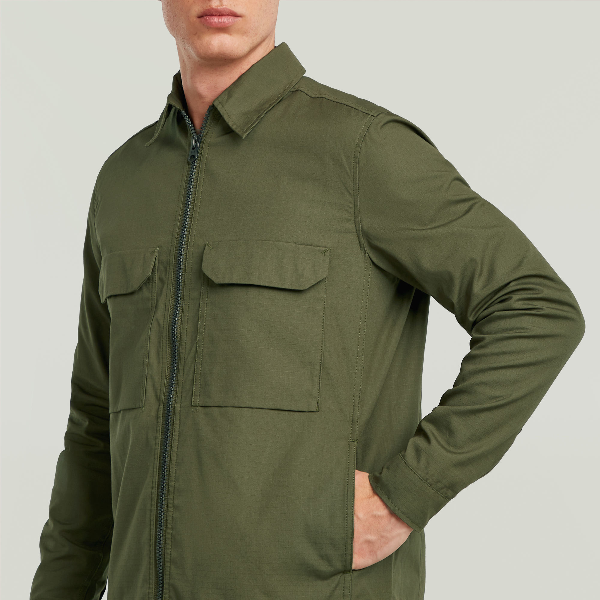 G-Star RAW Zip Regular Overshirt Groen Heren