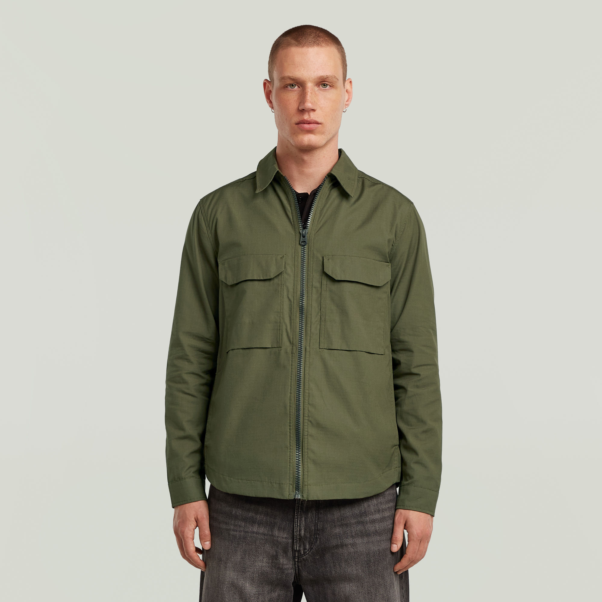 

Zip Regular Overshirt - Green - Men