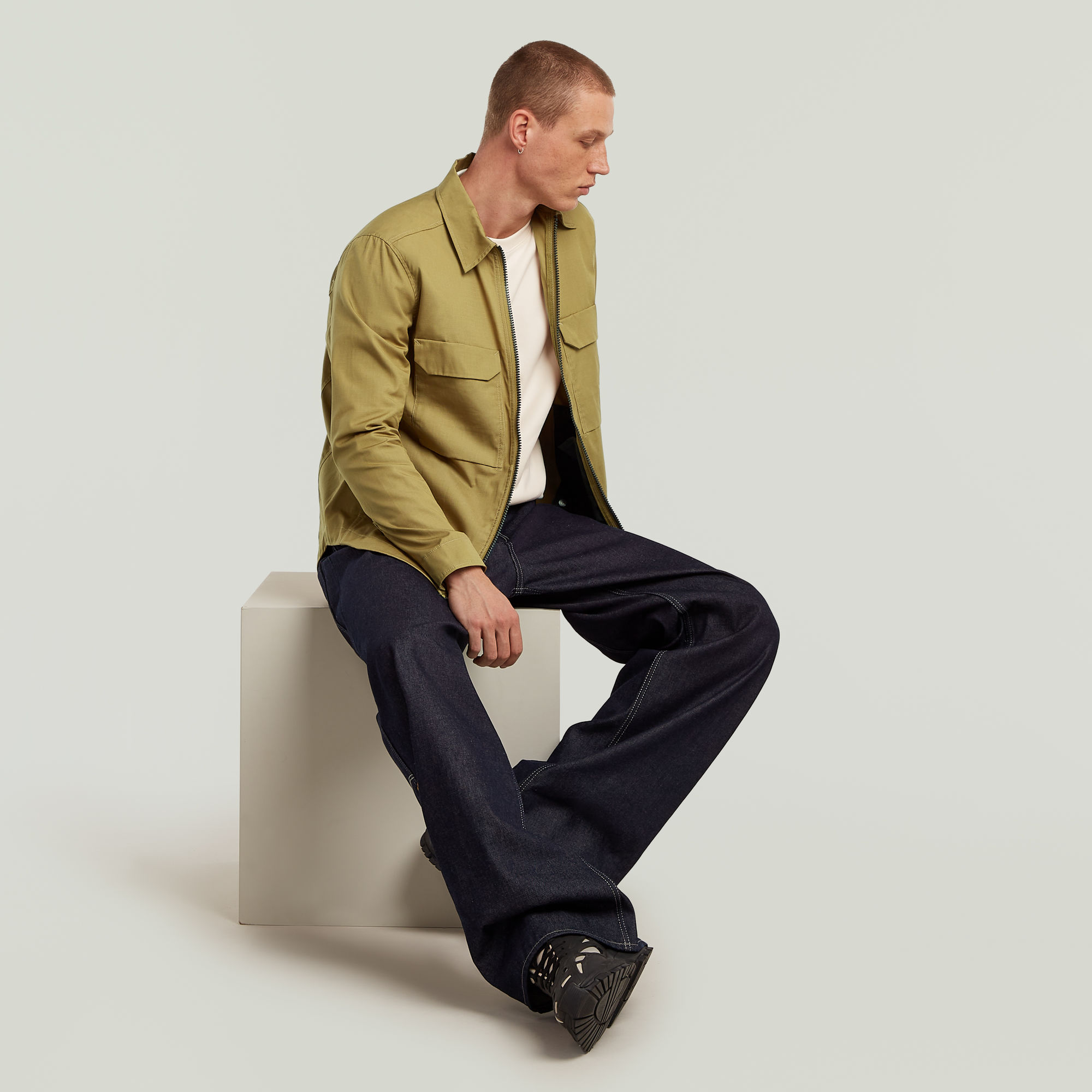 G-Star RAW Zip Regular Overshirt Groen Heren