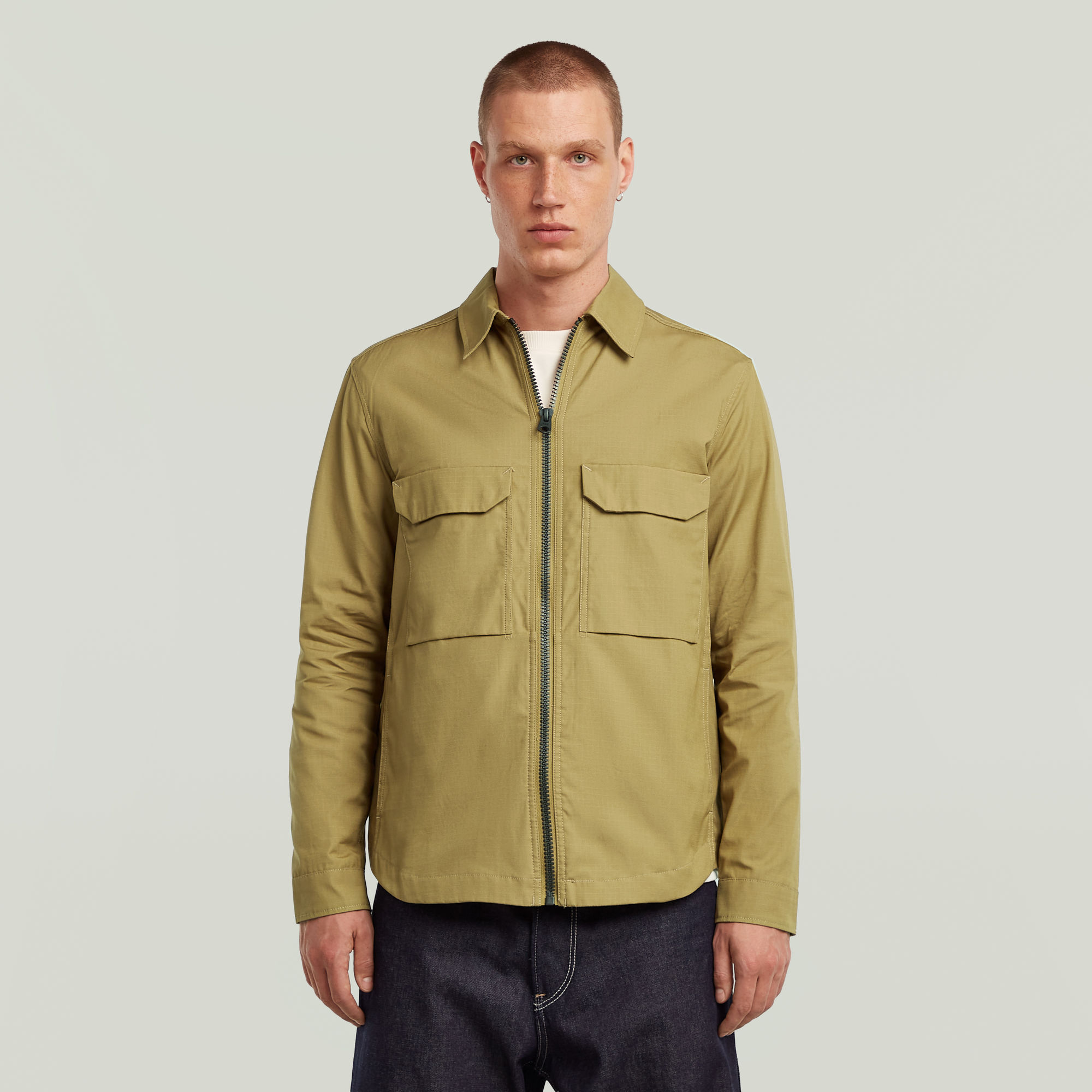 

Zip Regular Overshirt - Green - Men