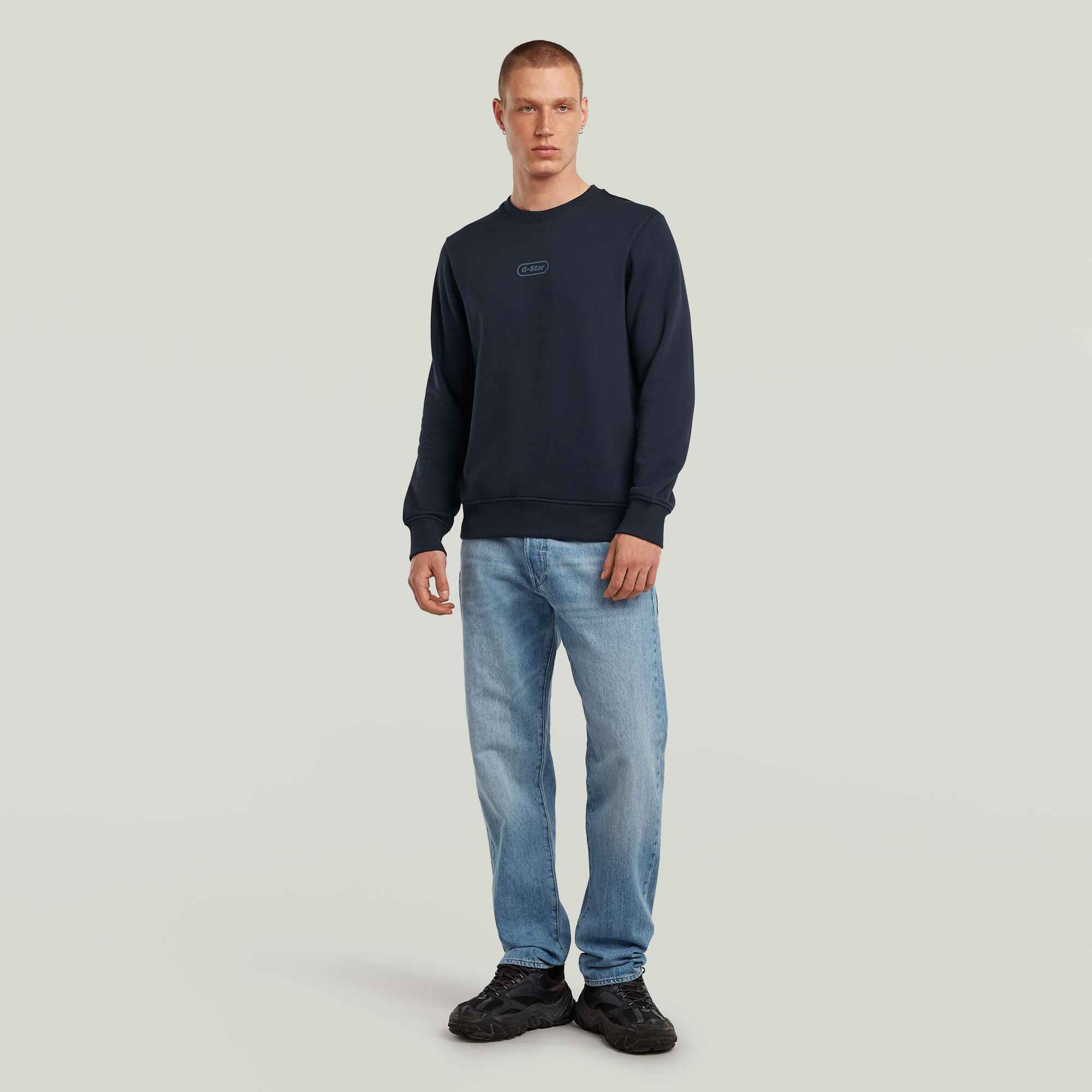 G-Star RAW Center Chest Logo Sweater Donkerblauw Heren