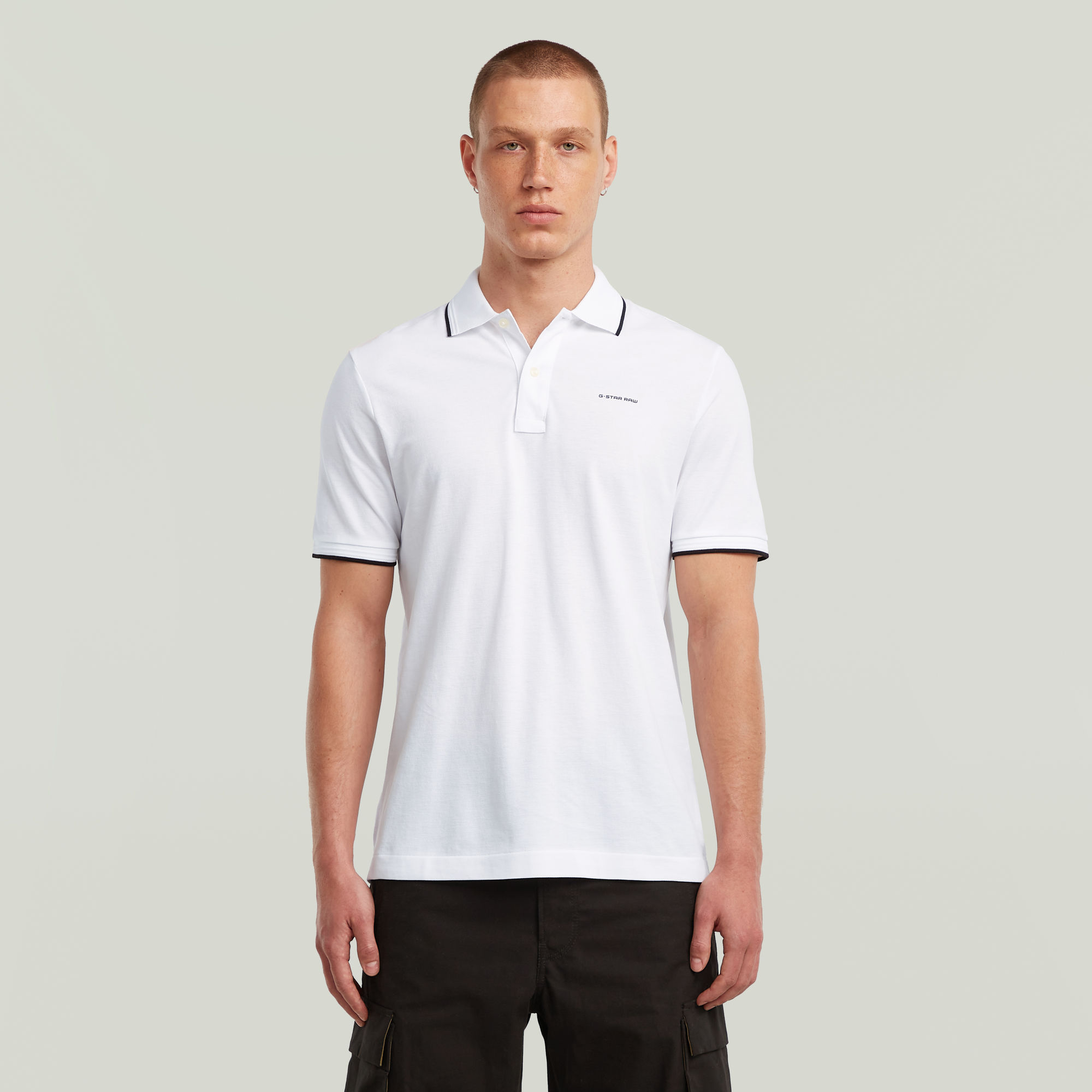 

Chest Logo Striped Polo - White - Men