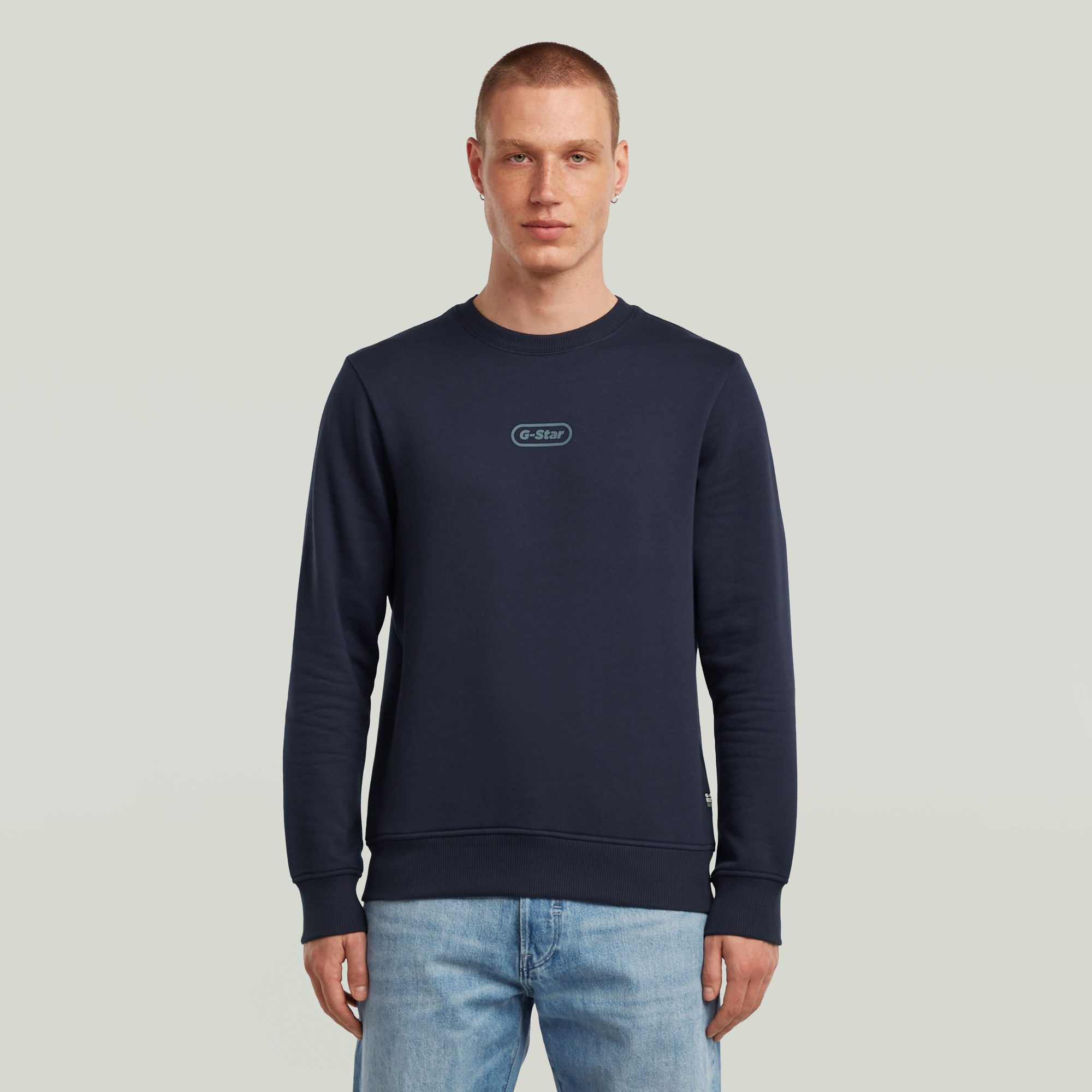 G-Star RAW Center Chest Logo Sweater Donkerblauw Heren
